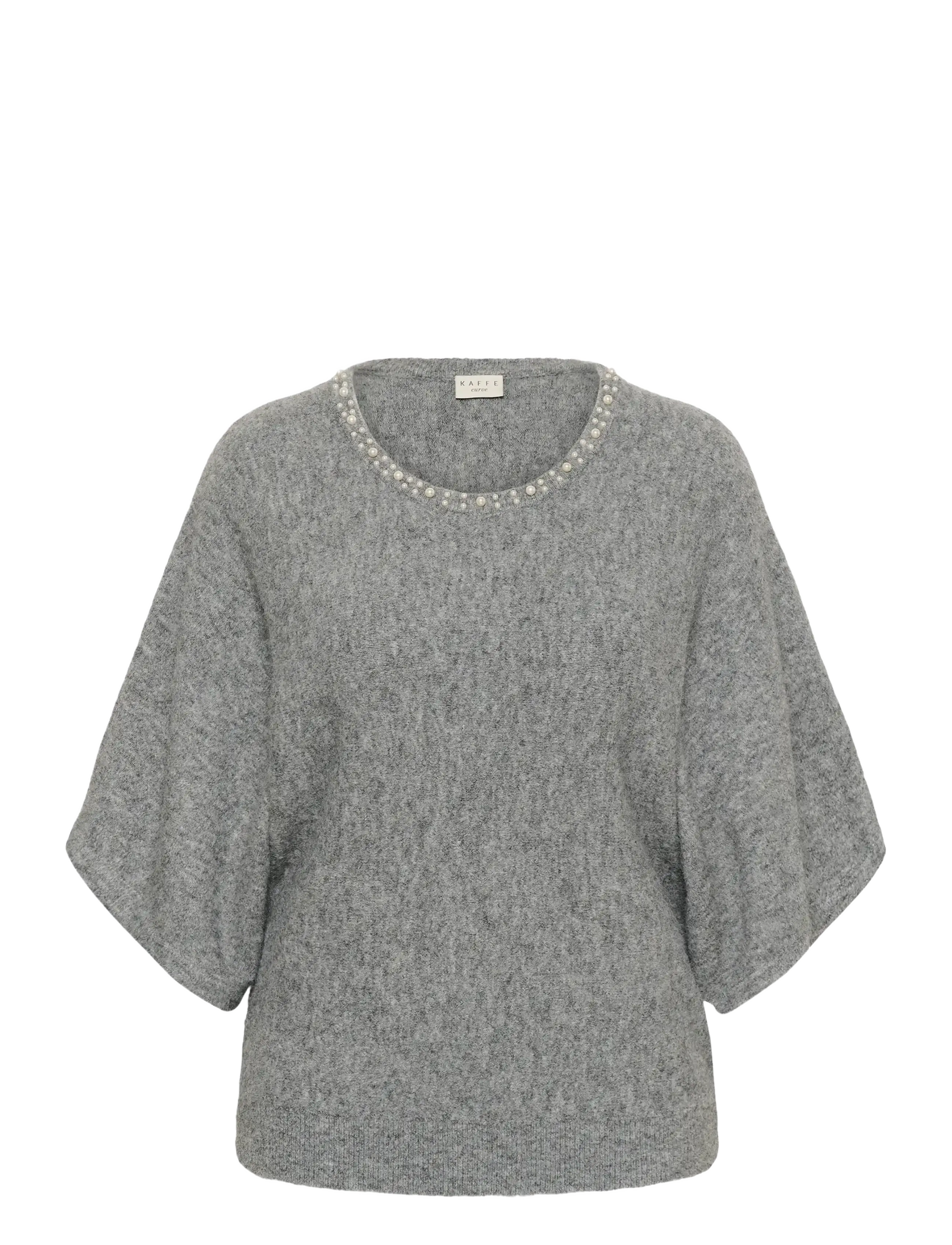 Kaffe Curve KCbettie Wing SL Pullover - Stickat - GREY MELANGE / grey