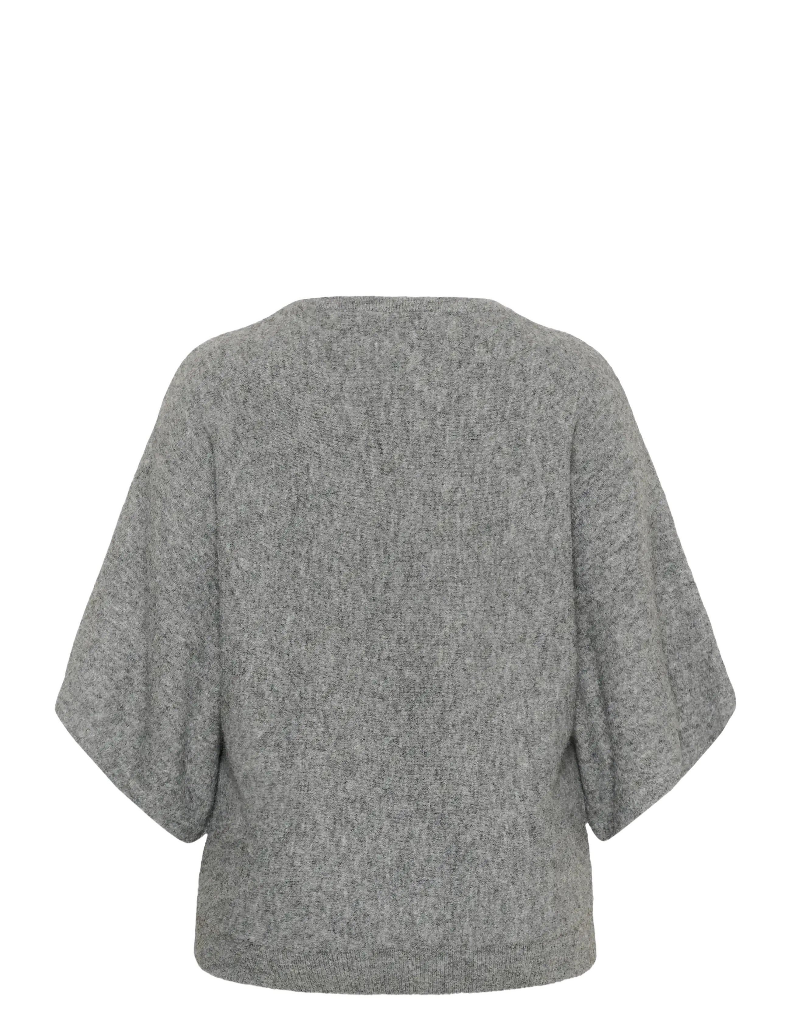 Kaffe Curve - KCbettie Wing SL Pullover - stickade tröjor - grey melange - 1