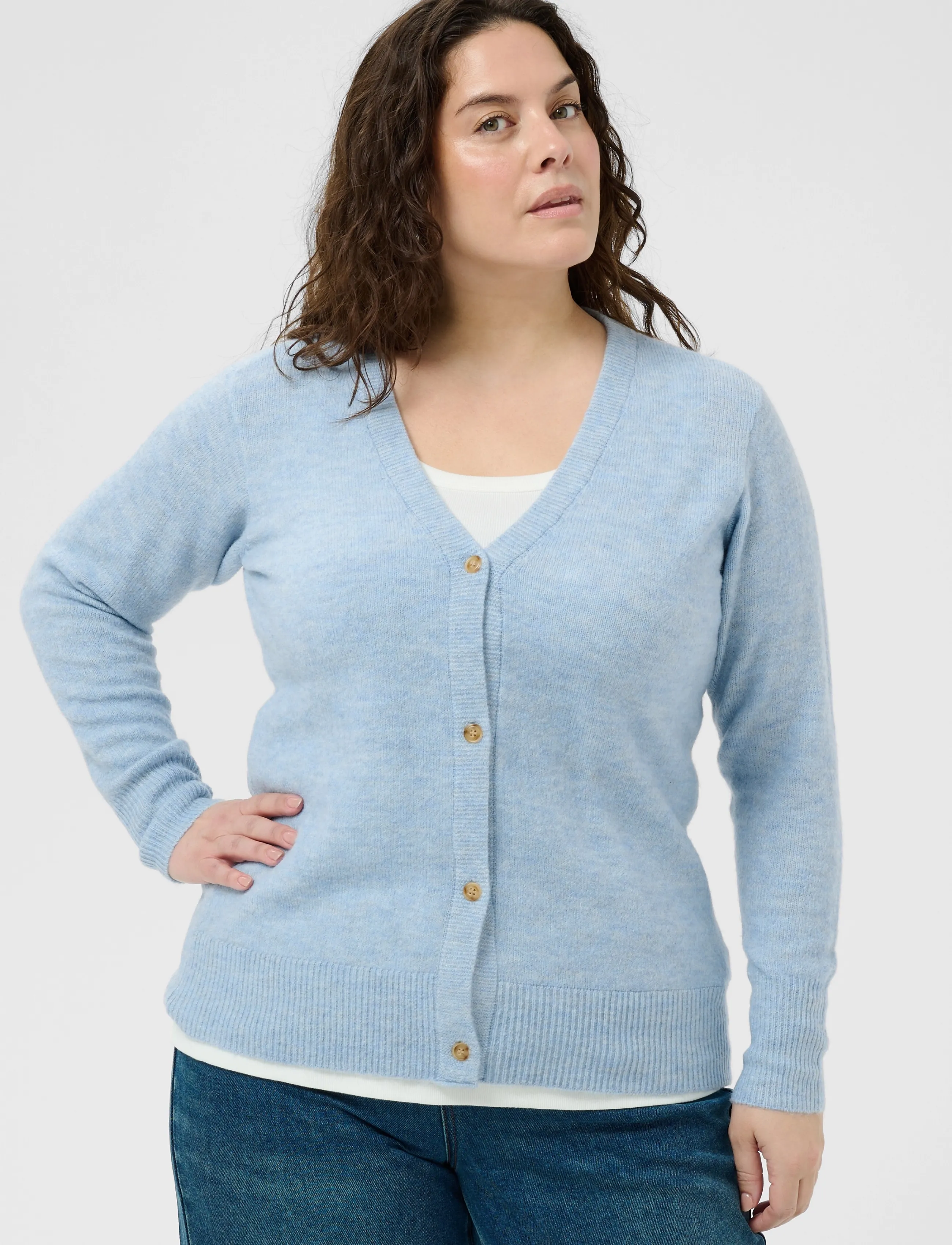Kaffe Curve - KCyris V-Neck Cardigan - kardiganid - blue fog - 1