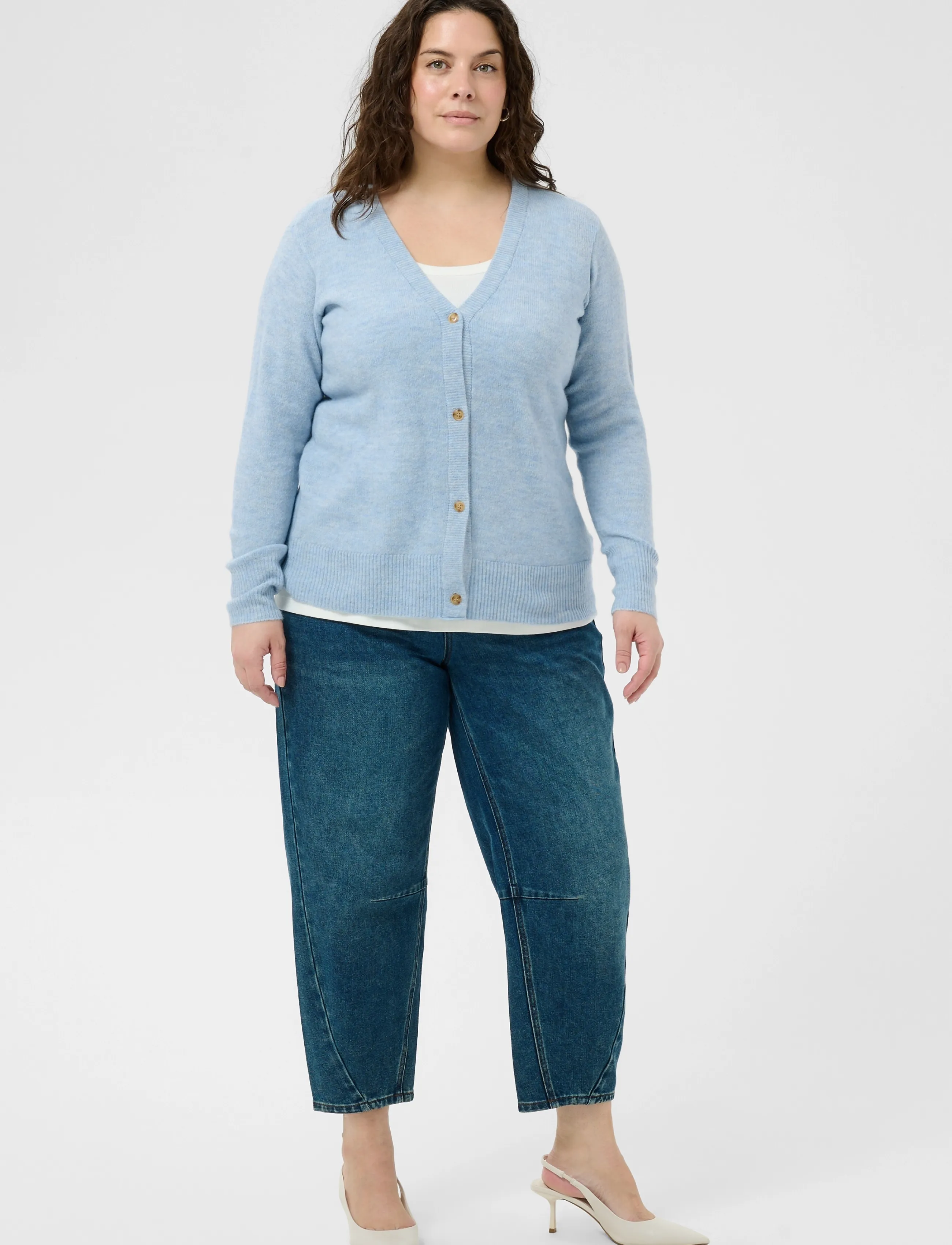 Kaffe Curve - KCyris V-Neck Cardigan - kardiganid - blue fog - 2