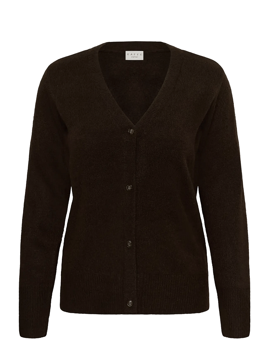 Kaffe Curve - KCyris V-Neck Cardigan - koftor - coffee bean - 0