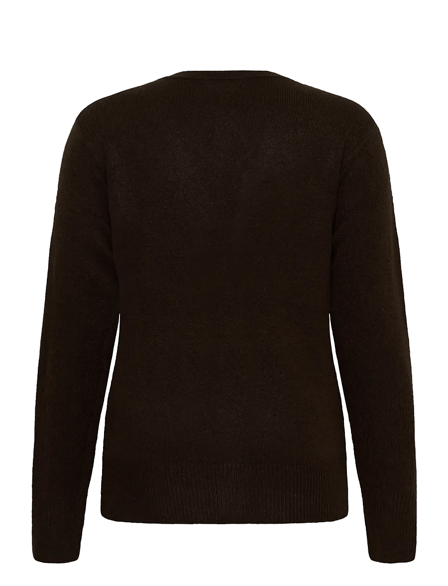 Kaffe Curve - KCyris V-Neck Cardigan - koftor - coffee bean - 1