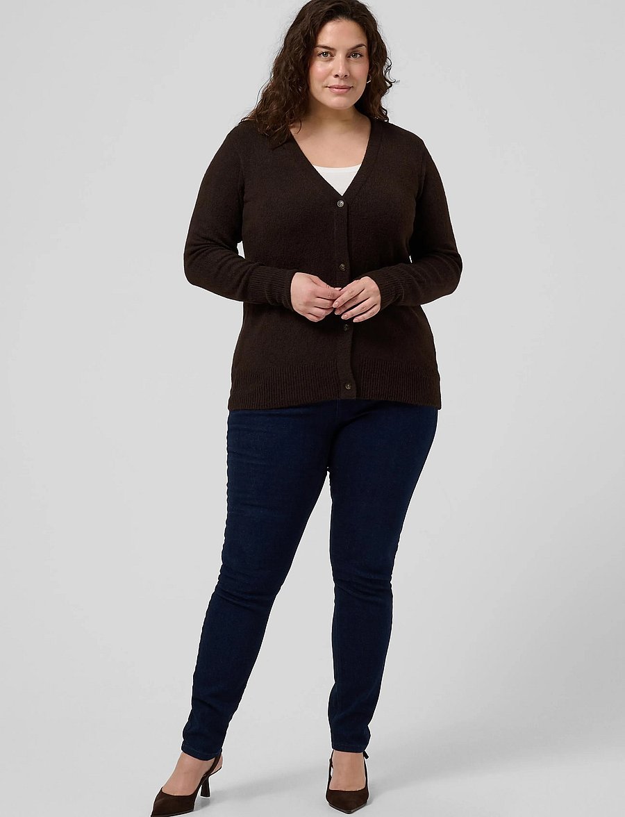 Kaffe Curve - KCyris V-Neck Cardigan - koftor - coffee bean - 3