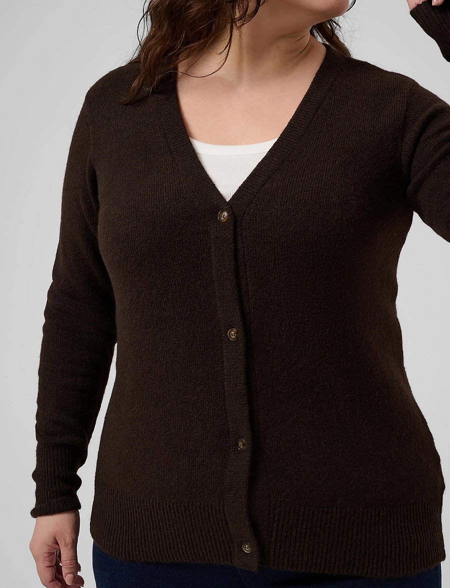Kaffe Curve - KCyris V-Neck Cardigan - koftor - coffee bean - 5