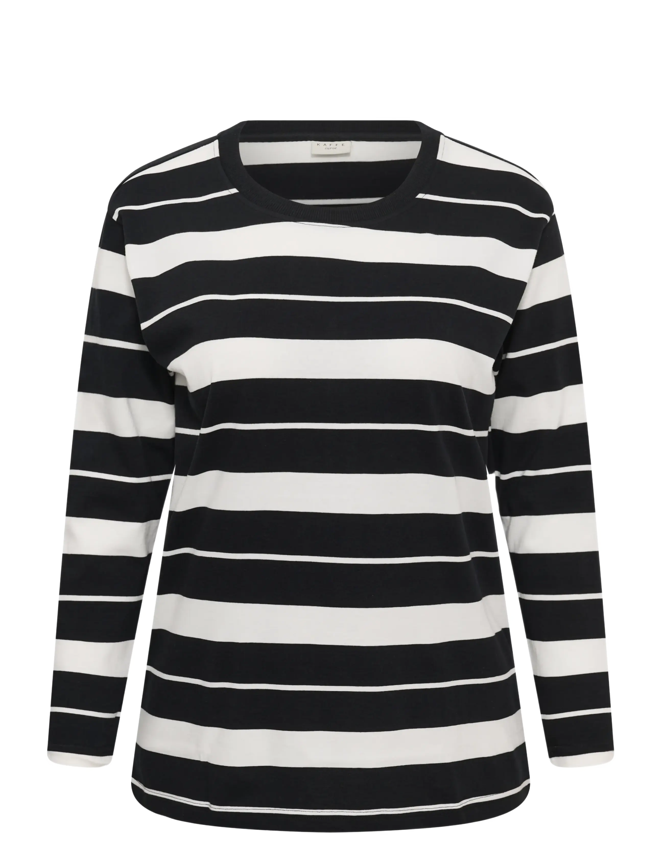 Kaffe Curve KCwinnie LS T-Shirt - T-Shirts & Tops - BLACK/CHALK STRIPE / black