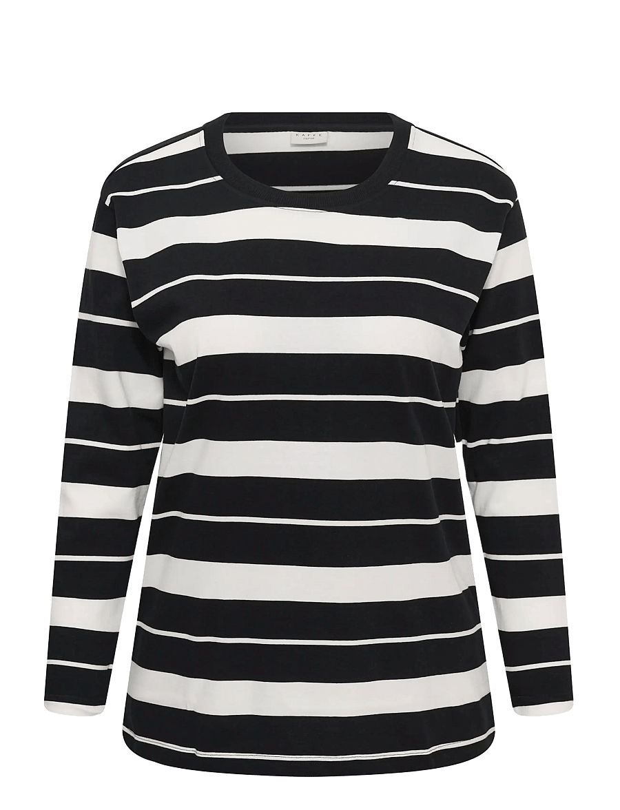 Kaffe Curve - KCwinnie LS T-Shirt - langärmlige tops - black/chalk stripe - 0