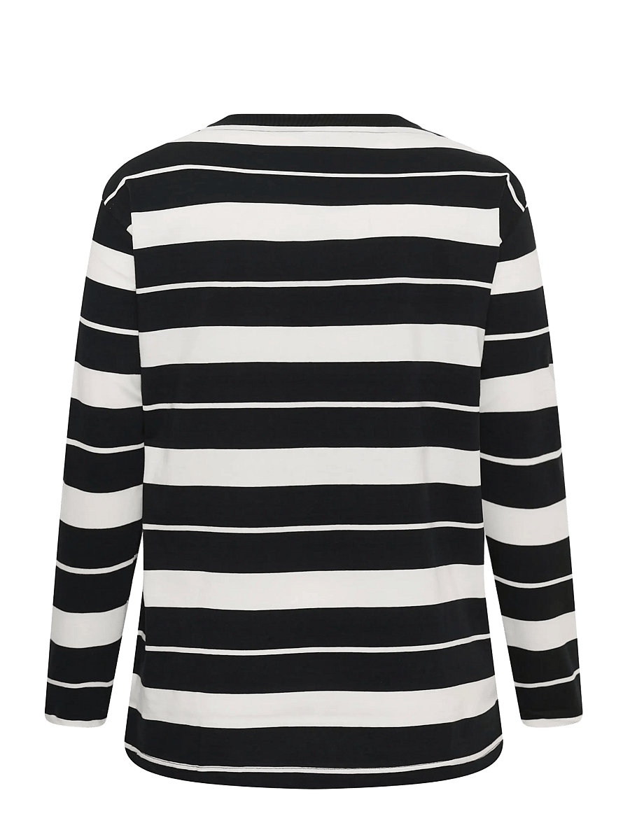 Kaffe Curve - KCwinnie LS T-Shirt - langärmlige tops - black/chalk stripe - 1
