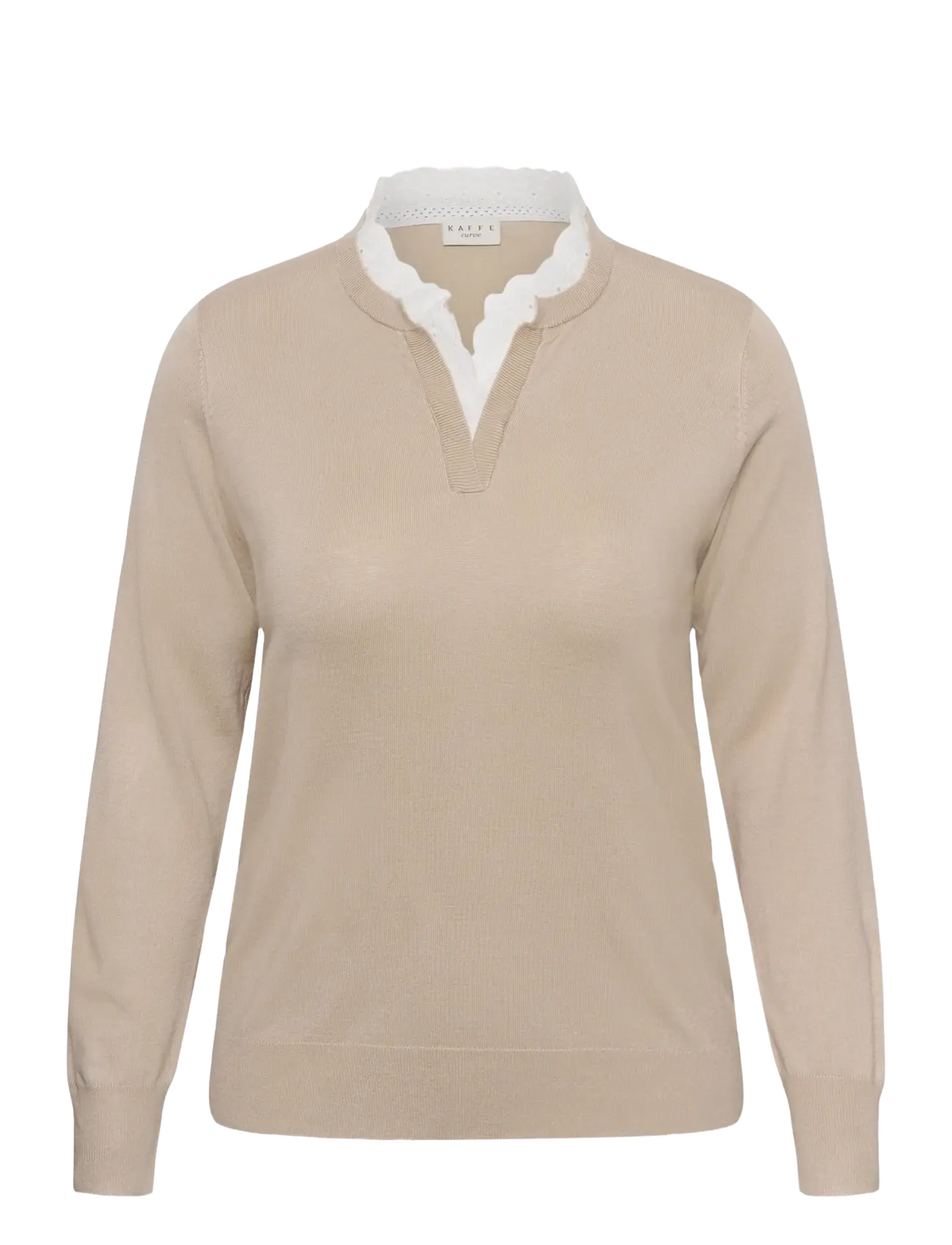 Kaffe Curve KClizzy Lace Pullover - Neulepuserot - FEATHER GRAY / beige