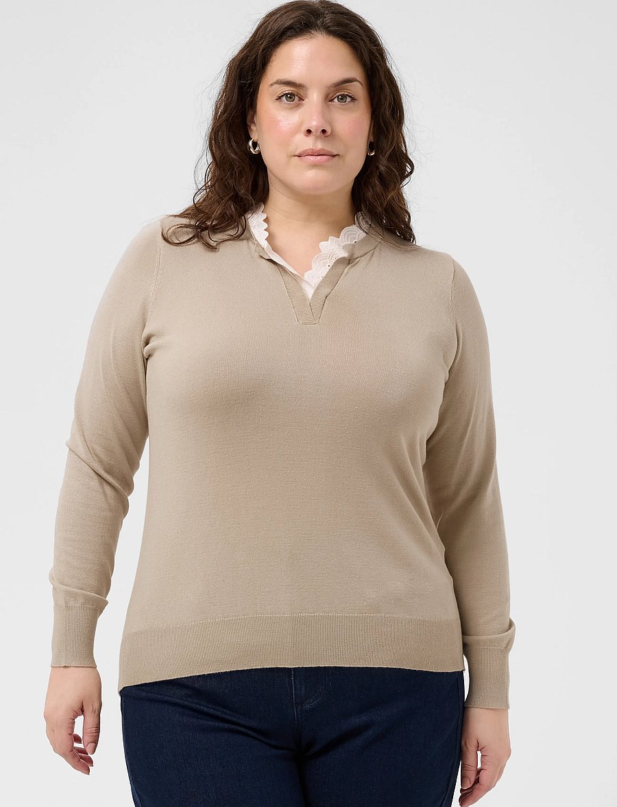 Kaffe Curve - KClizzy Lace Pullover - striktrøjer - feather gray - 2