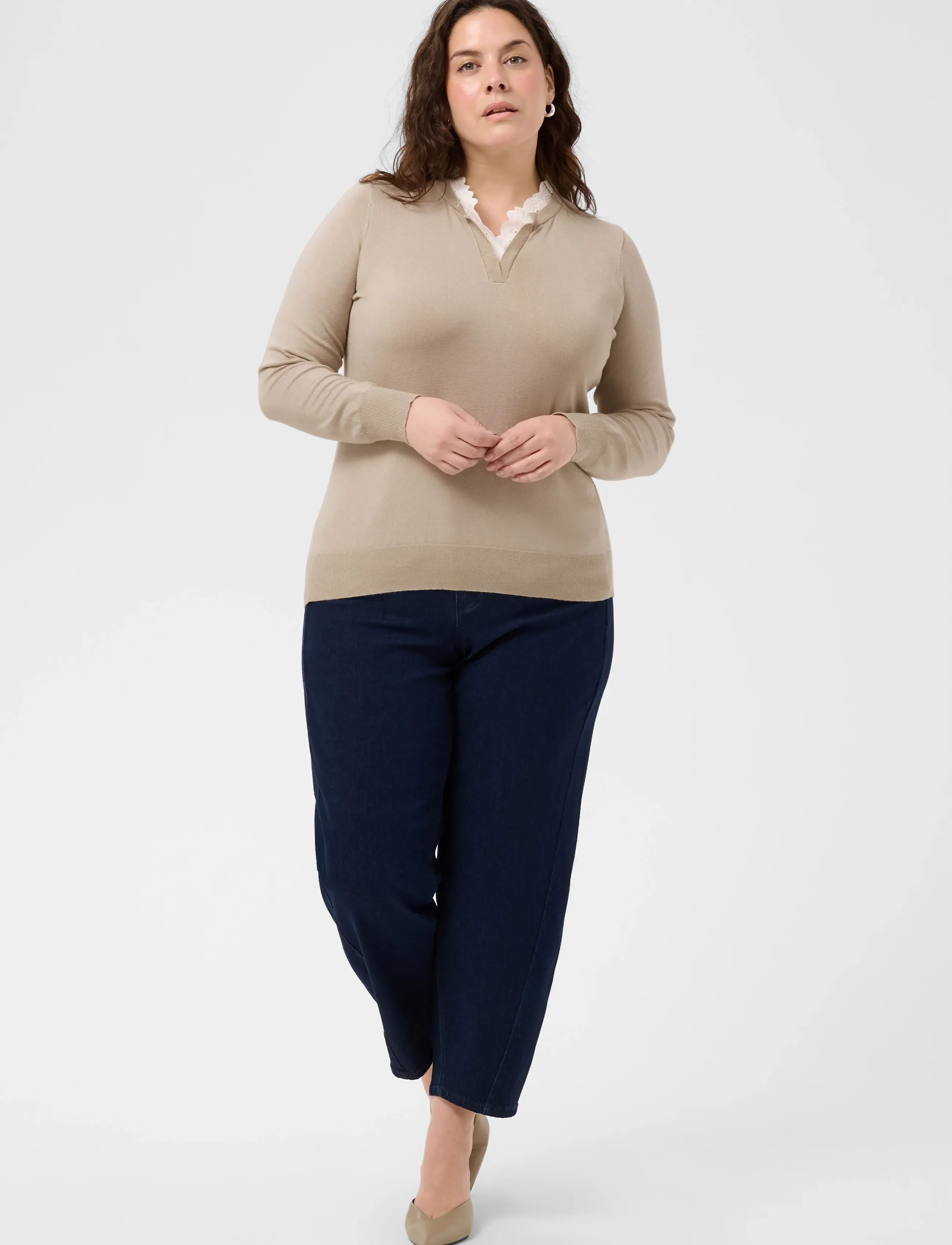 Kaffe Curve - KClizzy Lace Pullover - striktrøjer - feather gray - 3