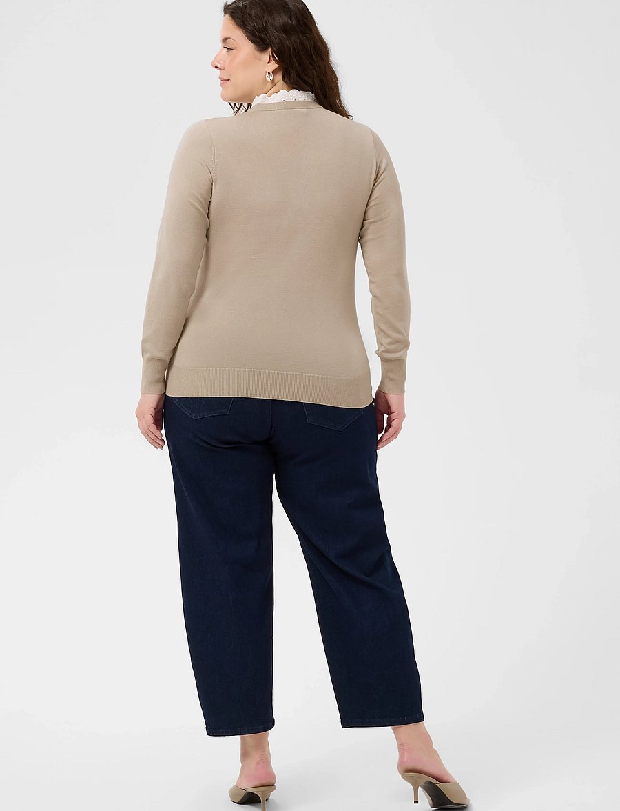 Kaffe Curve - KClizzy Lace Pullover - striktrøjer - feather gray - 4
