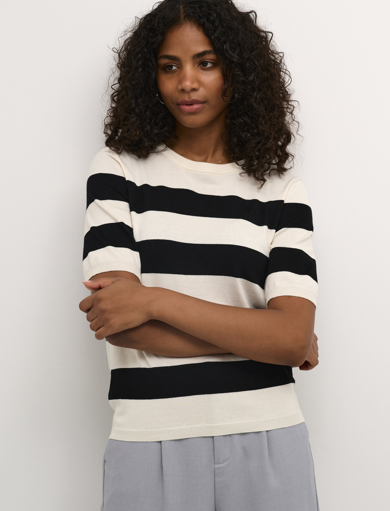 Kaffe Kalizza Striped Knit - Cream - XS 1