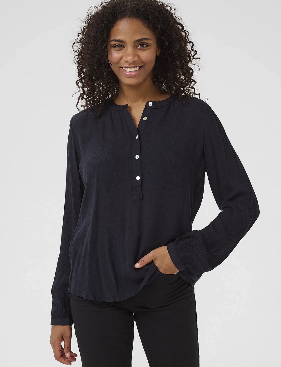 Kaffe - Karla Amber Shirt - långärmade blusar - midnight marine - 0