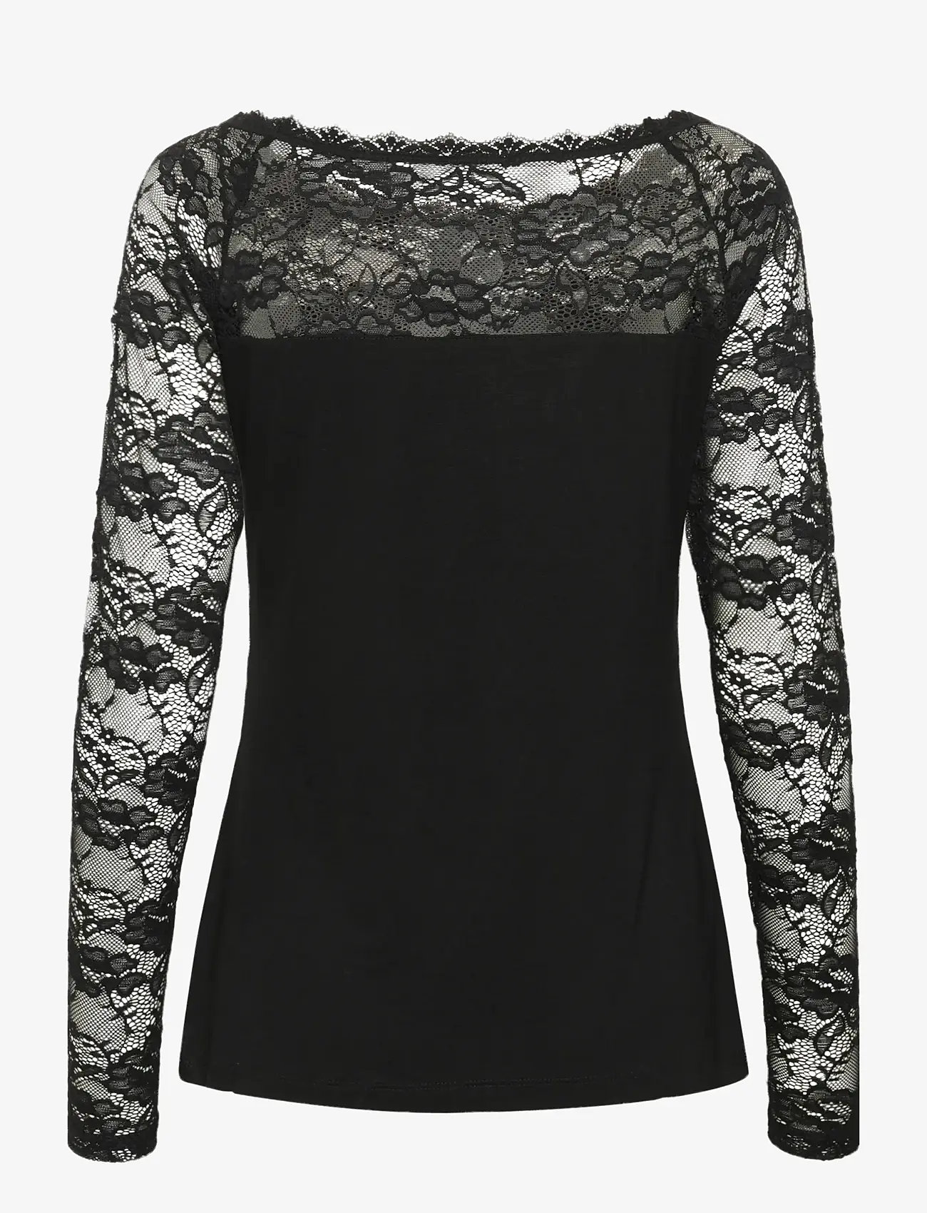 Kaffe - Lacy Boat t-shirt - långärmade blusar - black deep - 2