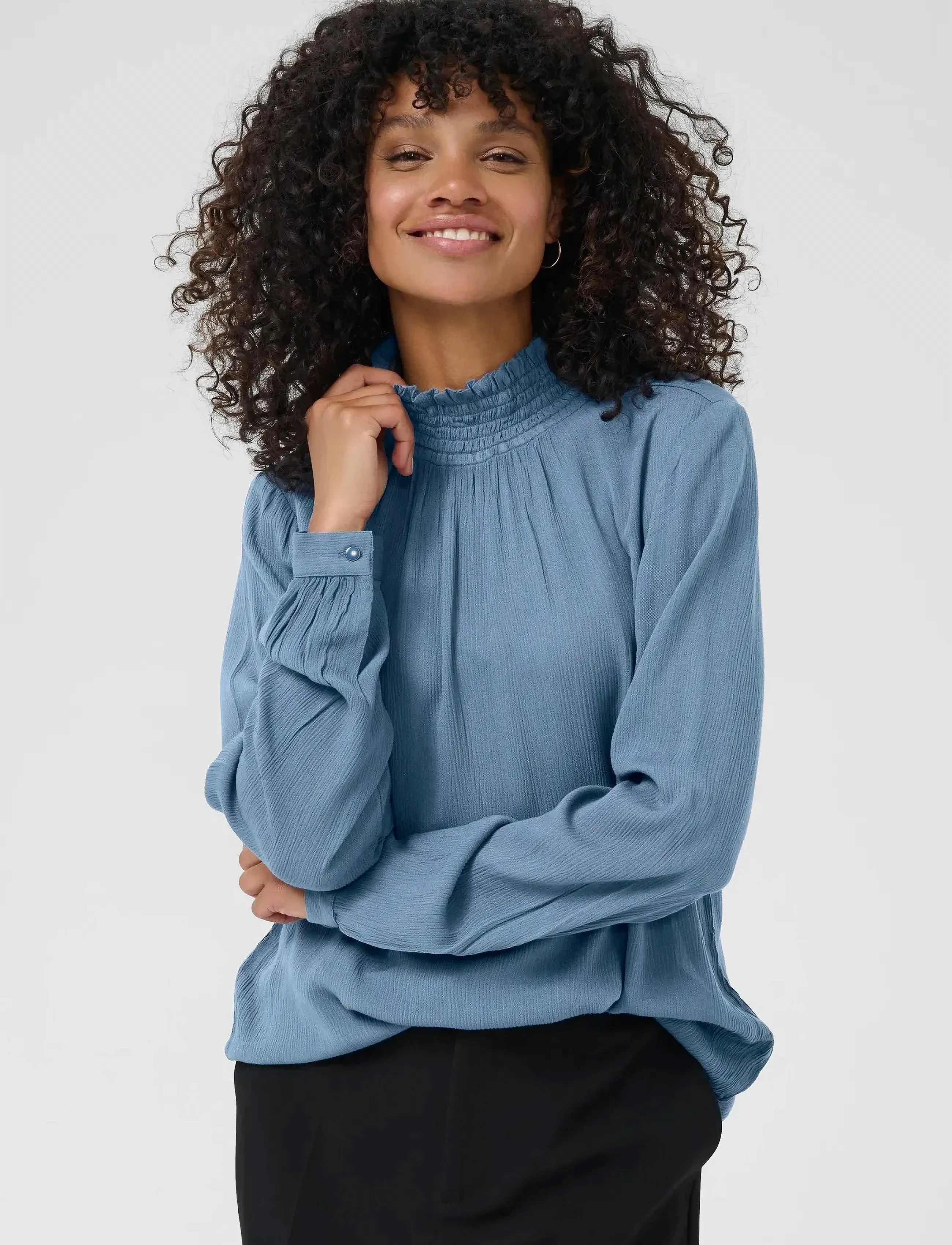Kaffe Trine Blouse, 34, Blue, Bluser > Langærmede, Dame