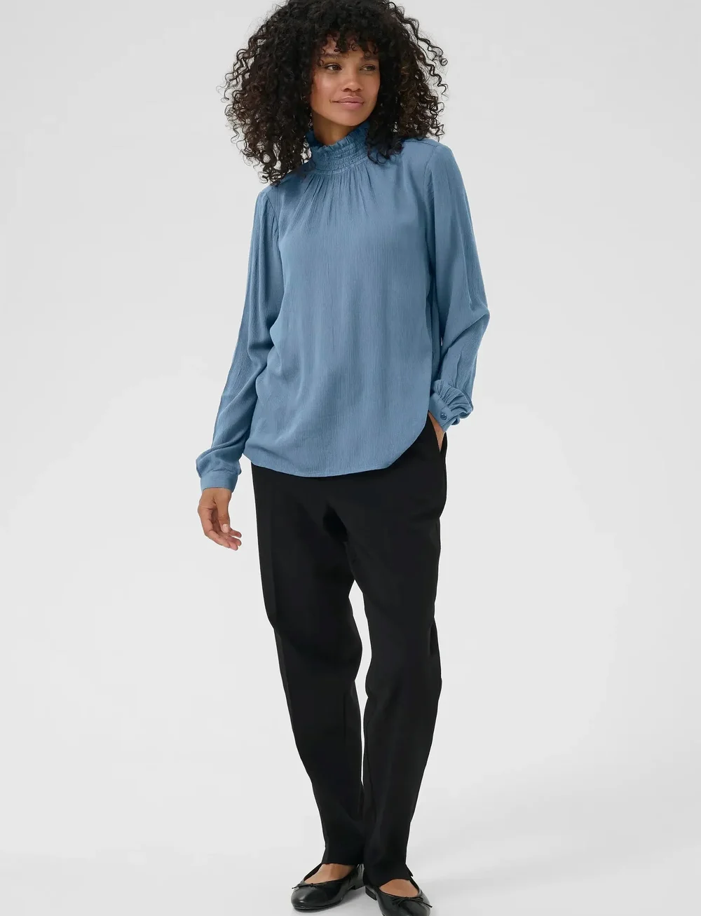 Kaffe - Trine Blouse - langærmede bluser - bering sea - 3