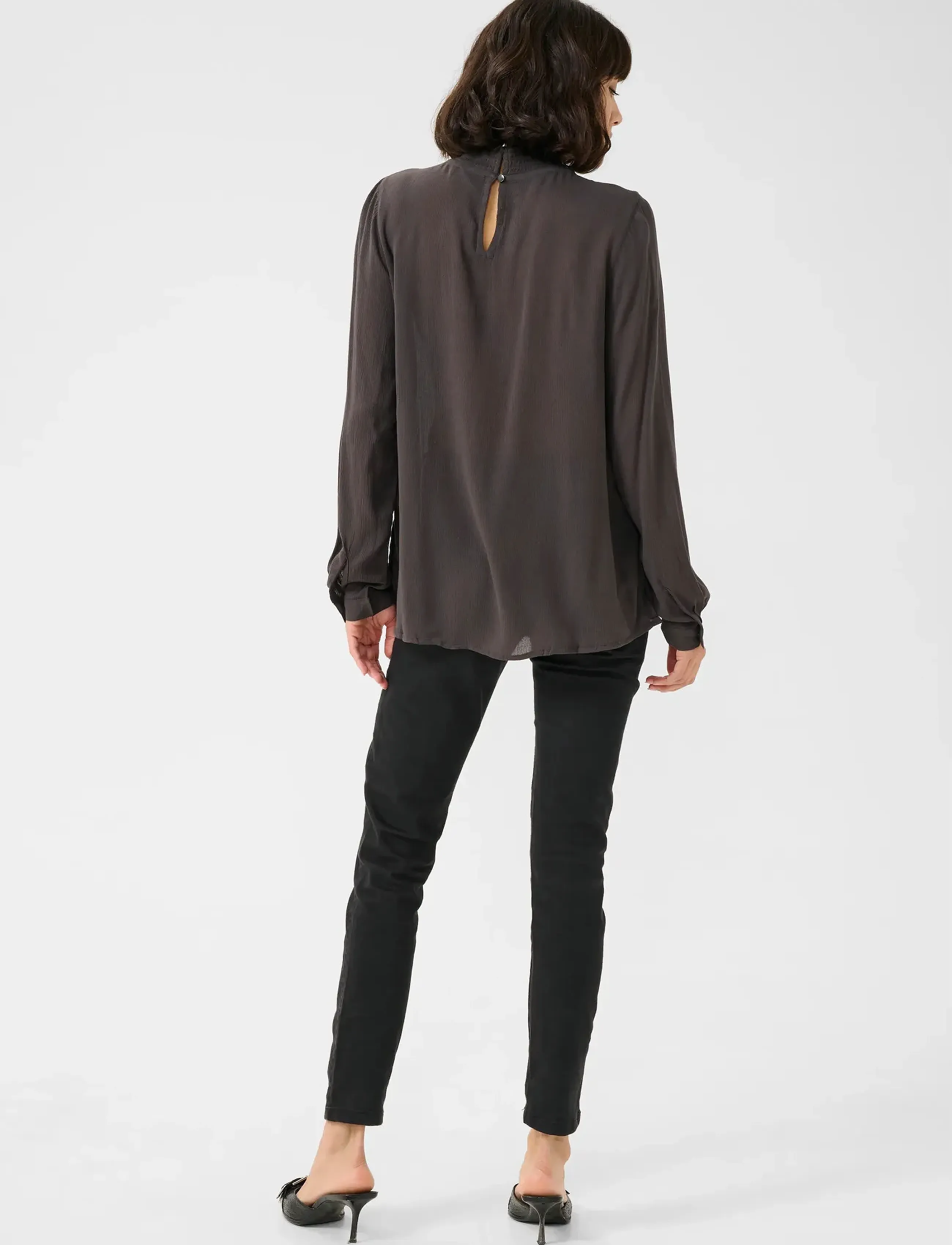 Kaffe - Trine Blouse - langærmede bluser - black oyster - 4