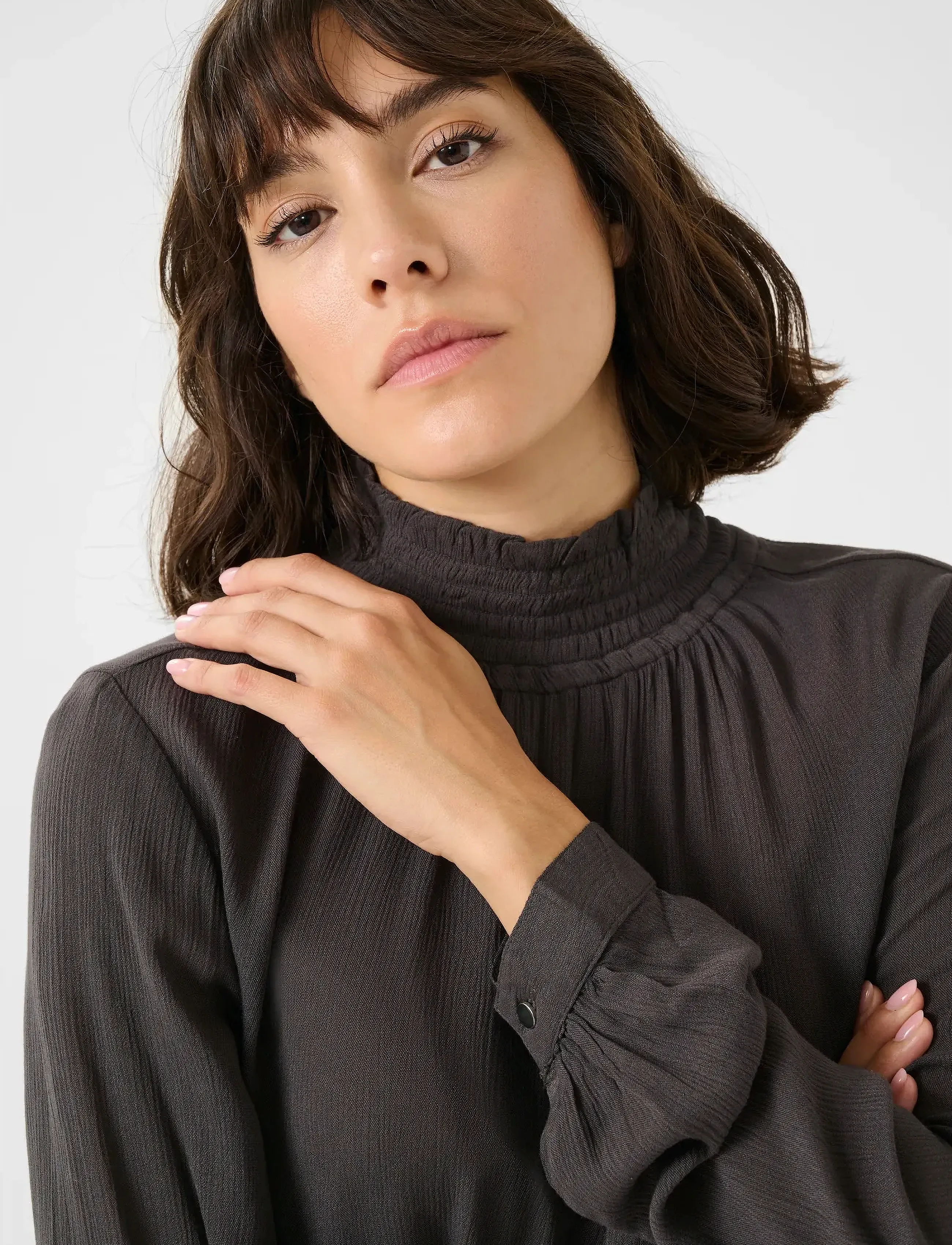 Kaffe - Trine Blouse - langærmede bluser - black oyster - 5