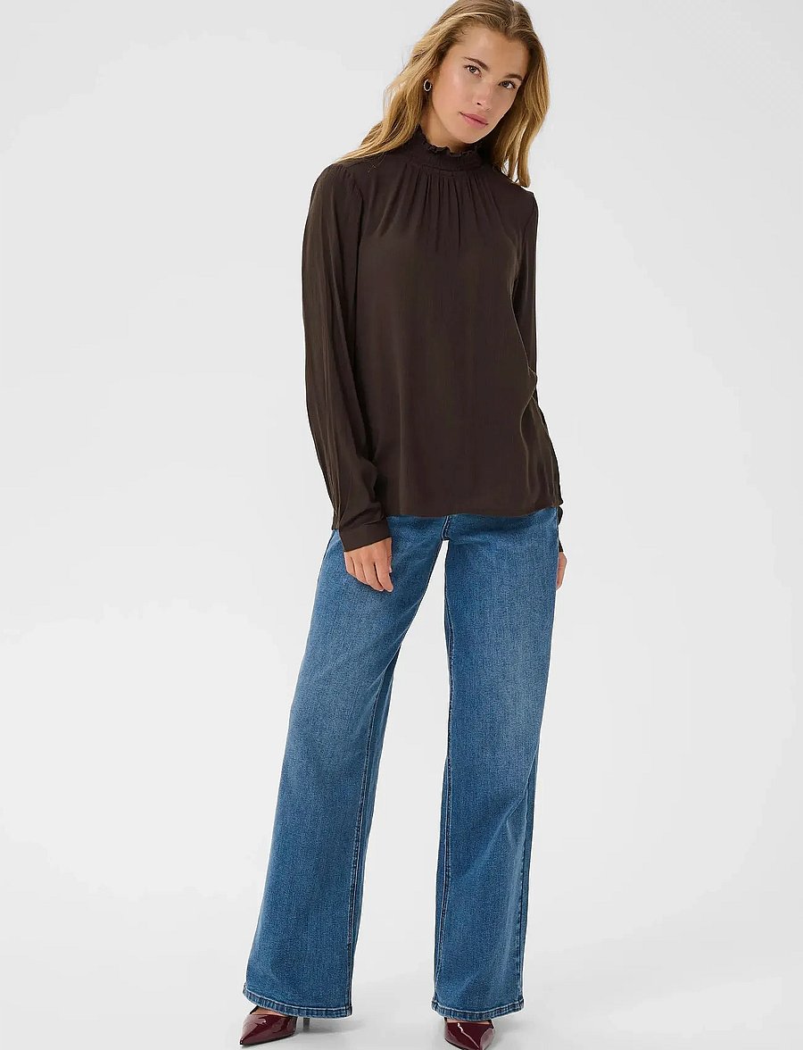 Kaffe - Trine Blouse - pikkade varrukatega pluusid - chocolate brown - 3