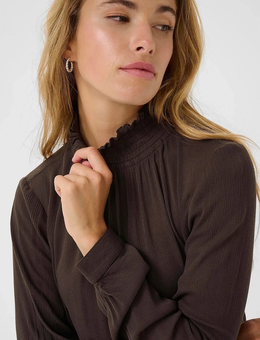 Kaffe - Trine Blouse - pikkade varrukatega pluusid - chocolate brown - 5