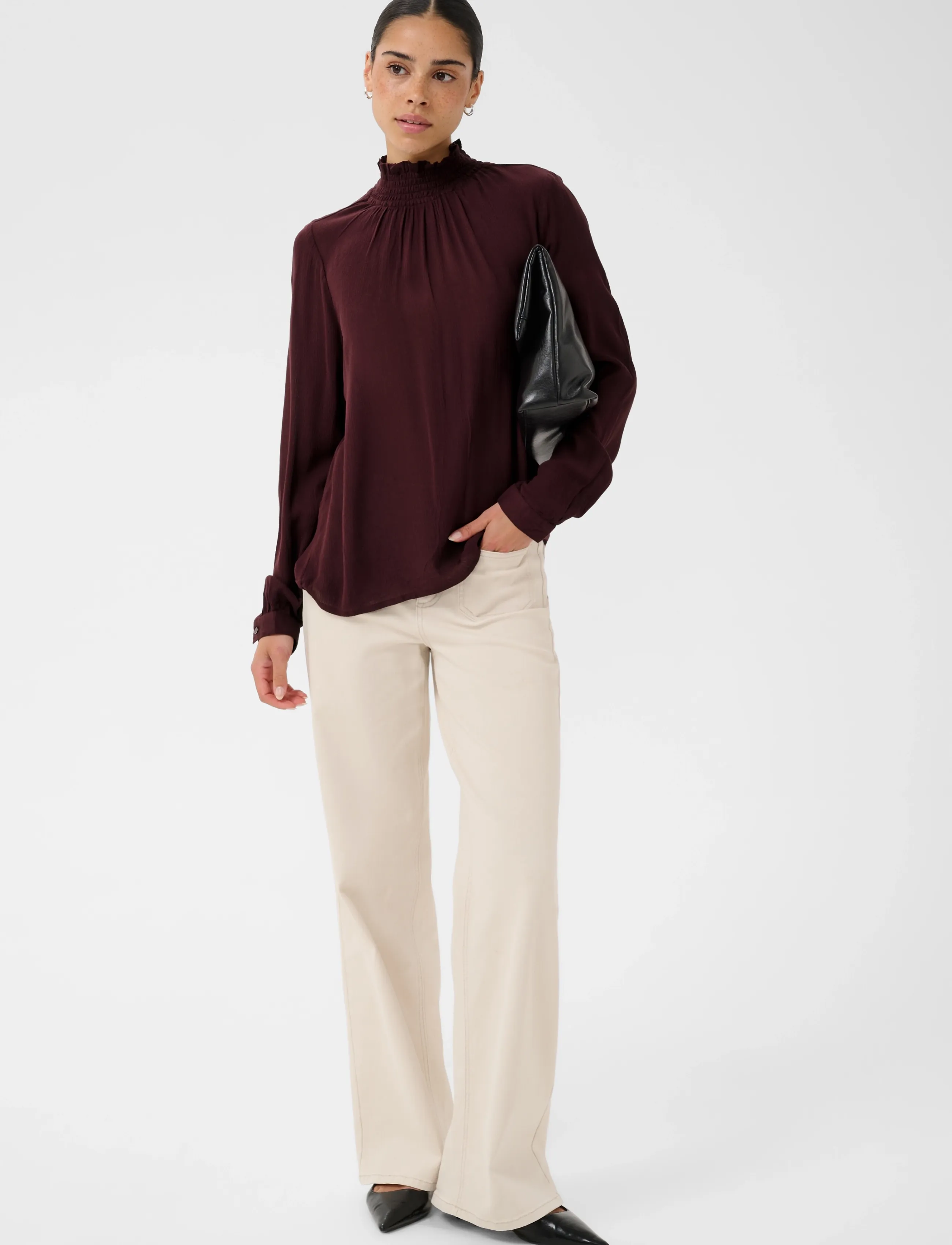Kaffe - Trine Blouse - pikkade varrukatega pluusid - fudge - 3
