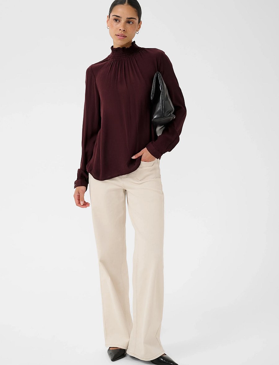 Kaffe - Trine Blouse - pikkade varrukatega pluusid - fudge - 3