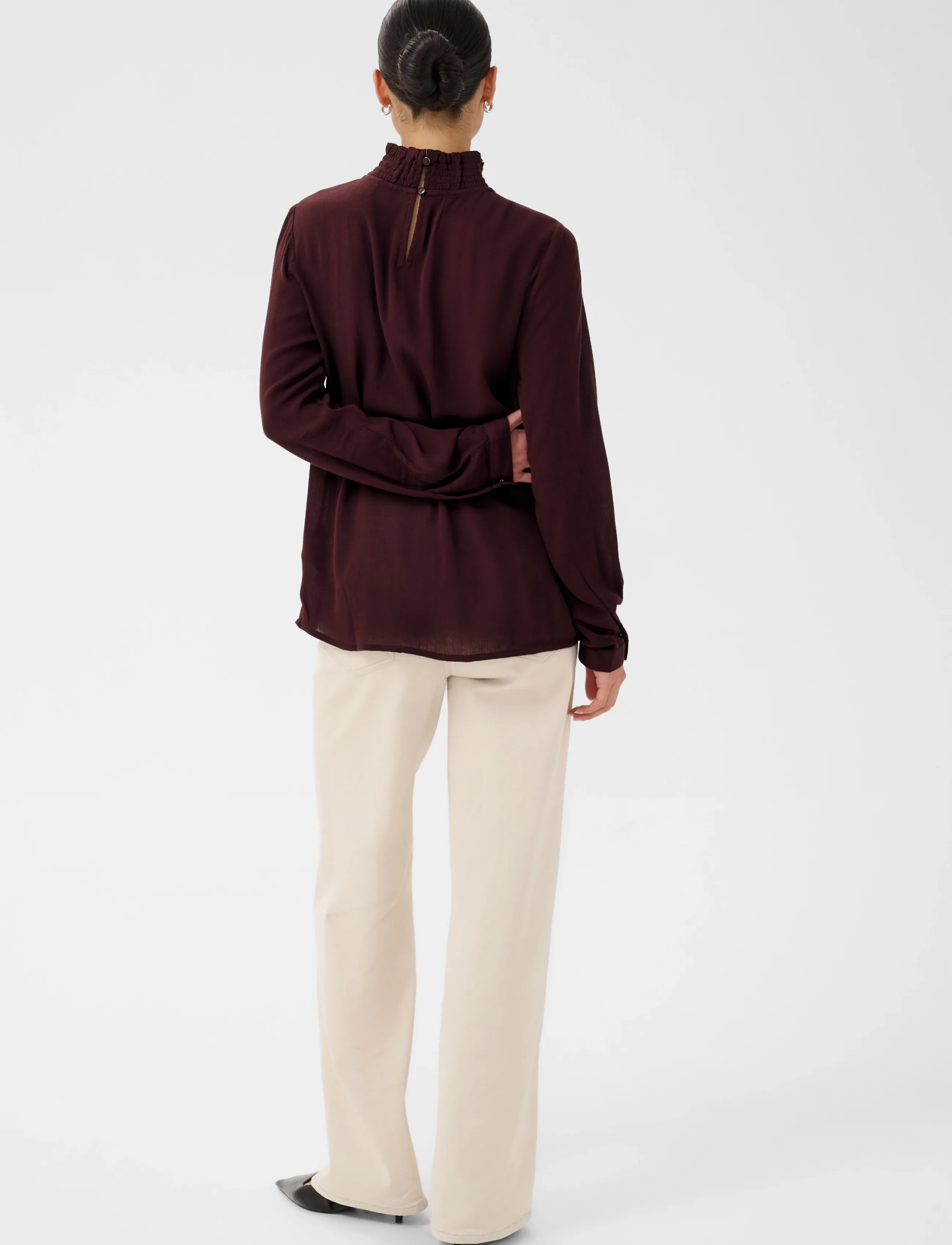 Kaffe - Trine Blouse - pikkade varrukatega pluusid - fudge - 4