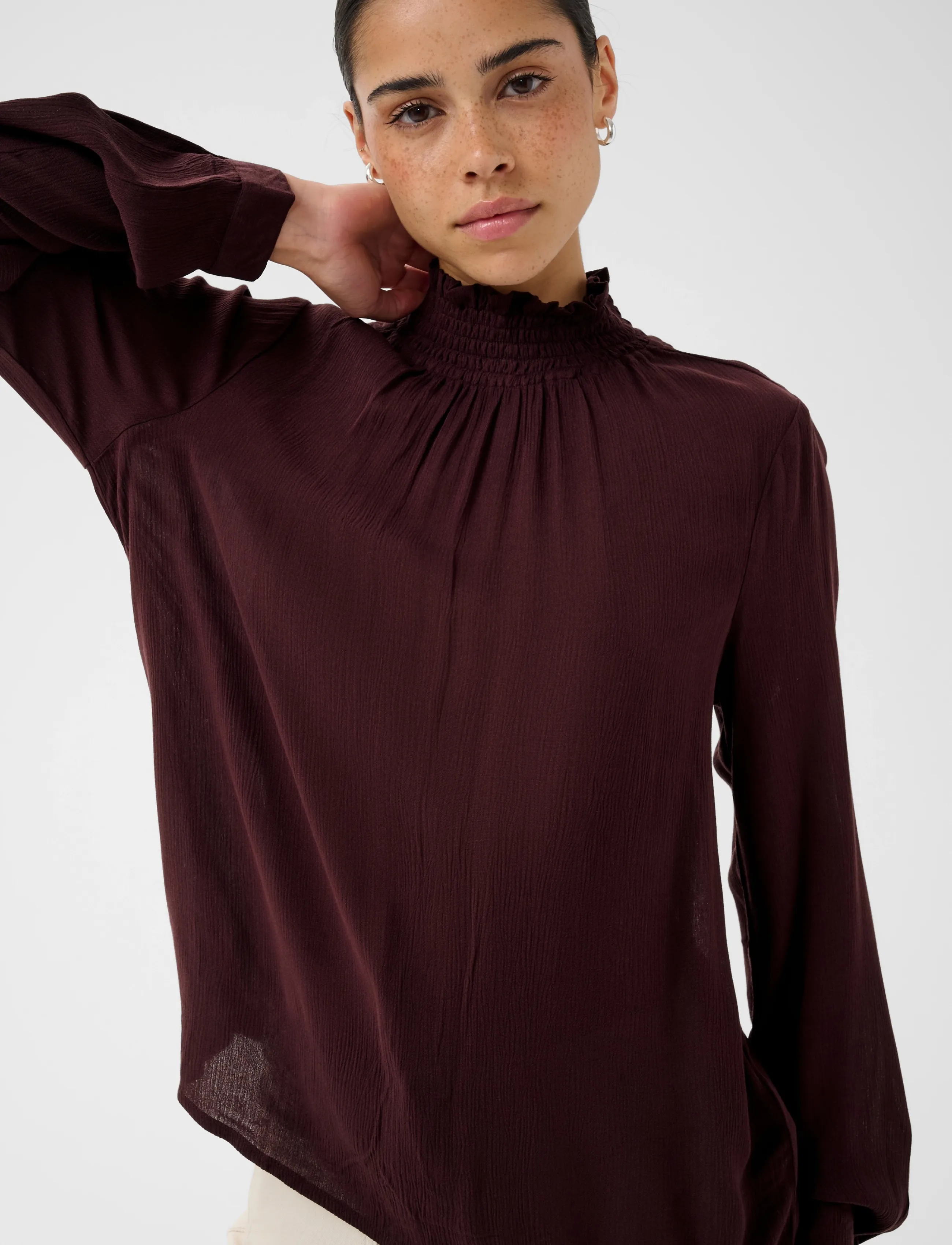 Kaffe - Trine Blouse - pikkade varrukatega pluusid - fudge - 5