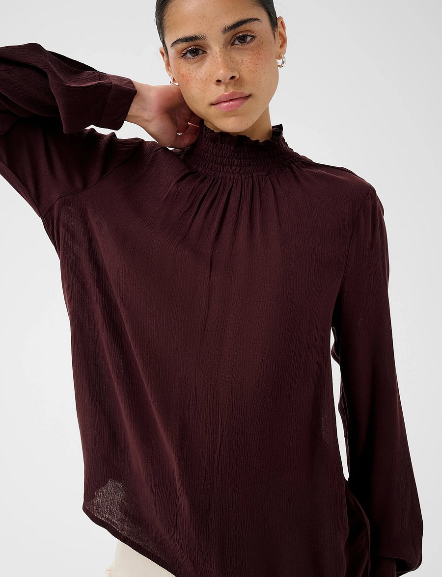Kaffe - Trine Blouse - pikkade varrukatega pluusid - fudge - 5