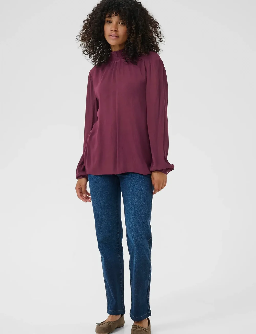 Kaffe - Trine Blouse - langærmede bluser - windsor wine - 3
