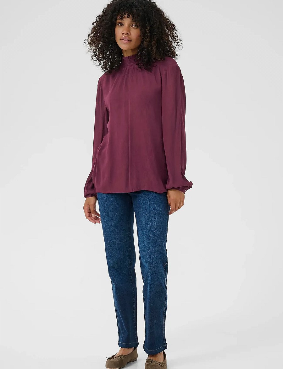 Kaffe - Trine Blouse - langärmelige blusen - windsor wine - 3