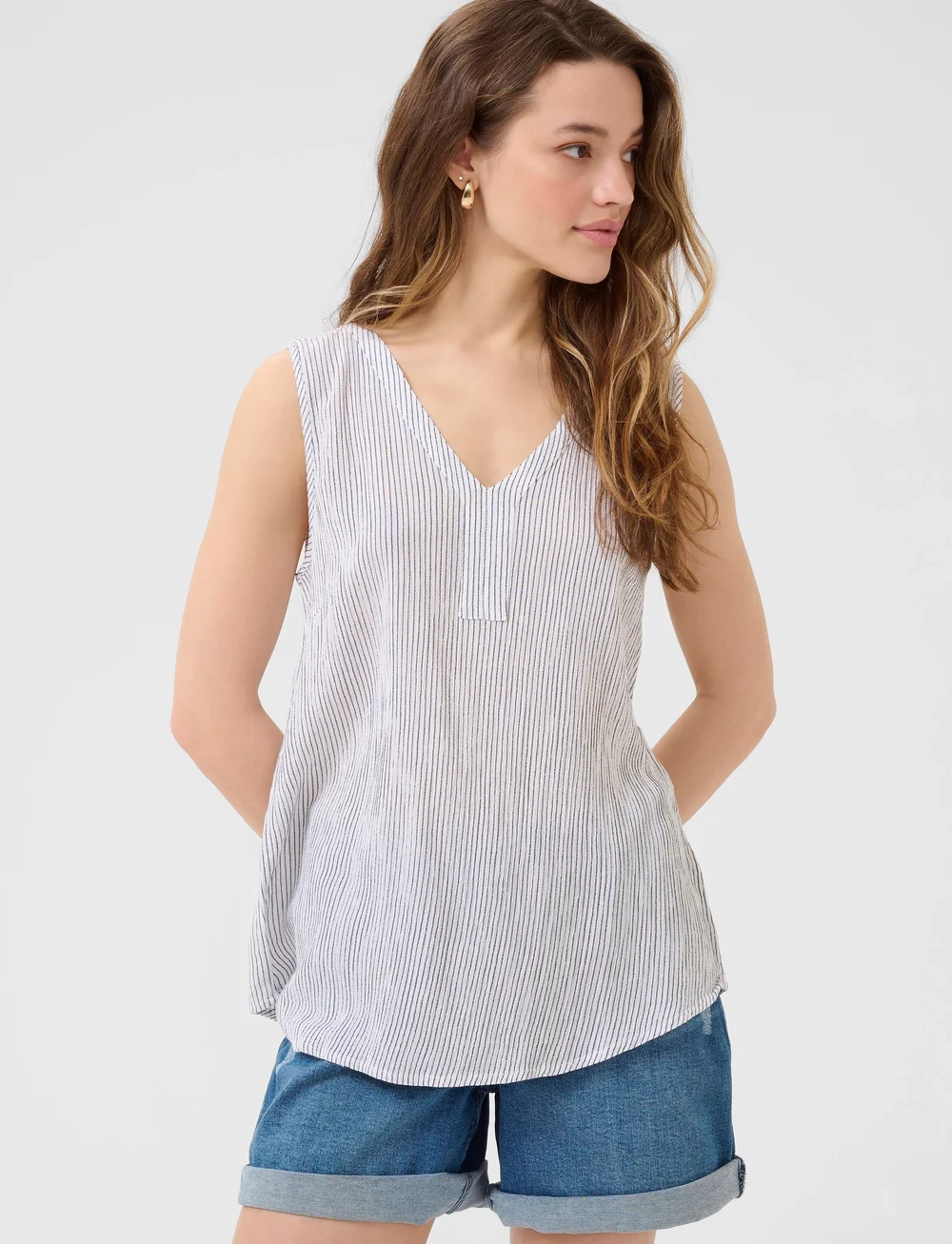 Kaffe - Amber striped top - Ærmeløse bluser - chalk/52737 - 0