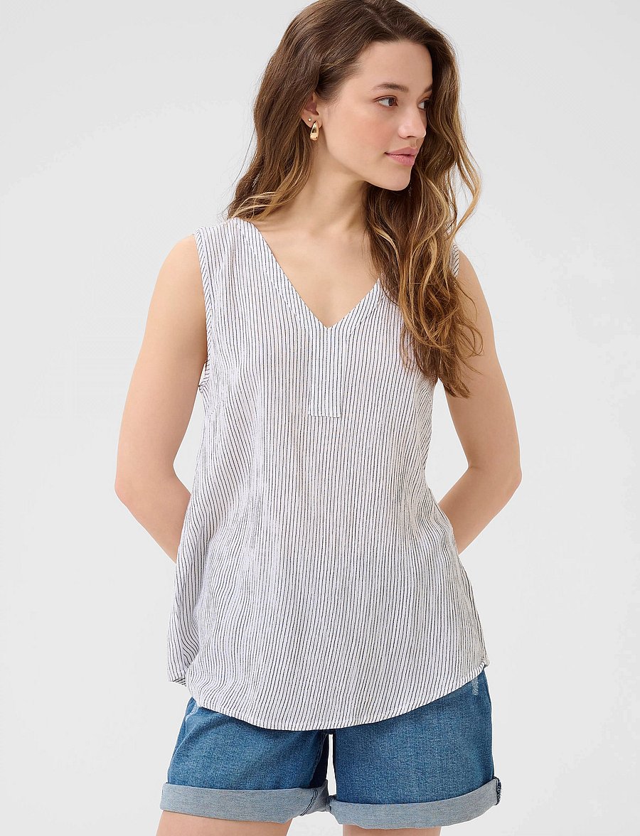 Kaffe - Amber striped top - sleeveless blouses - chalk/52737 - 0