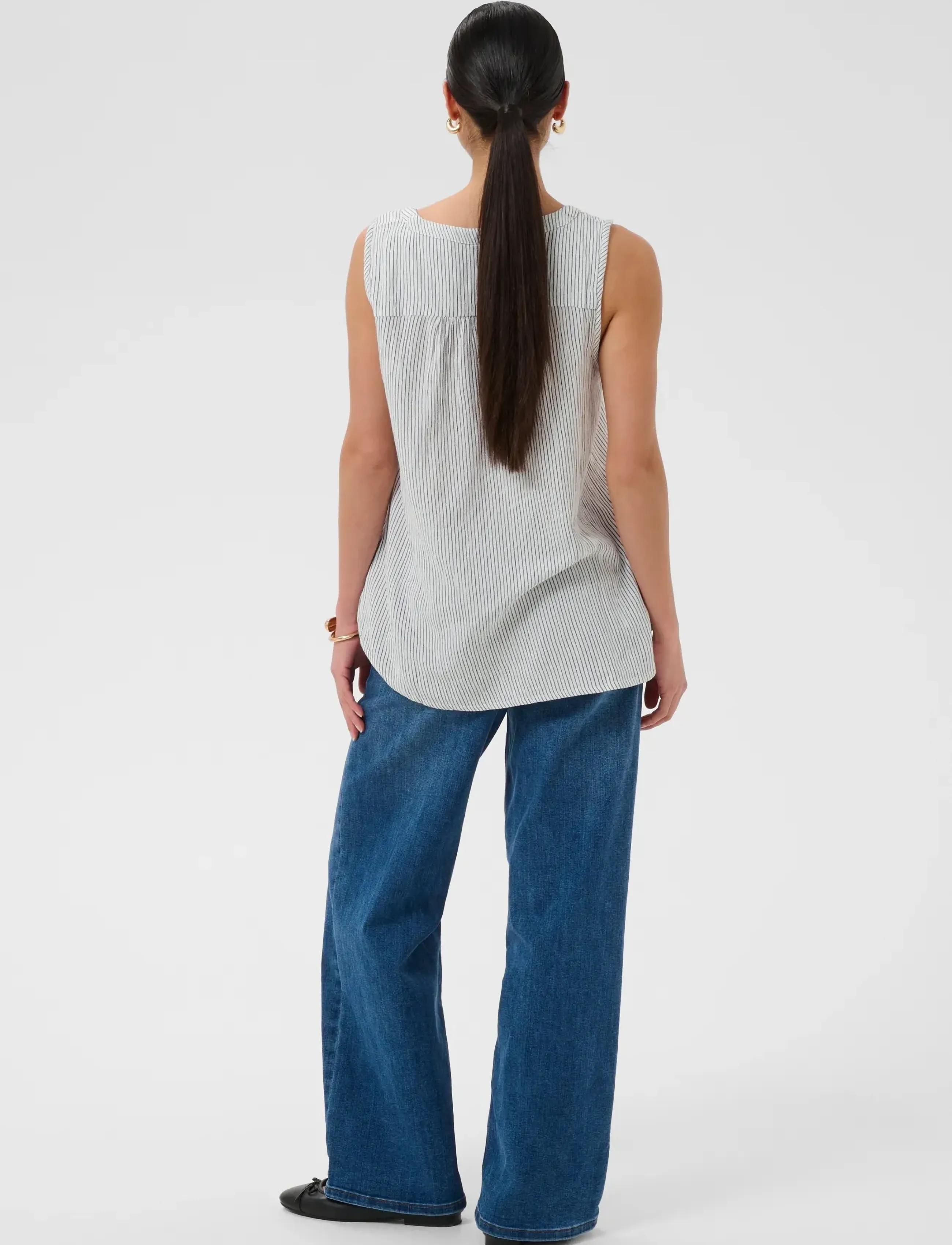 Kaffe Amber Striped Top linnen dam – bild 5