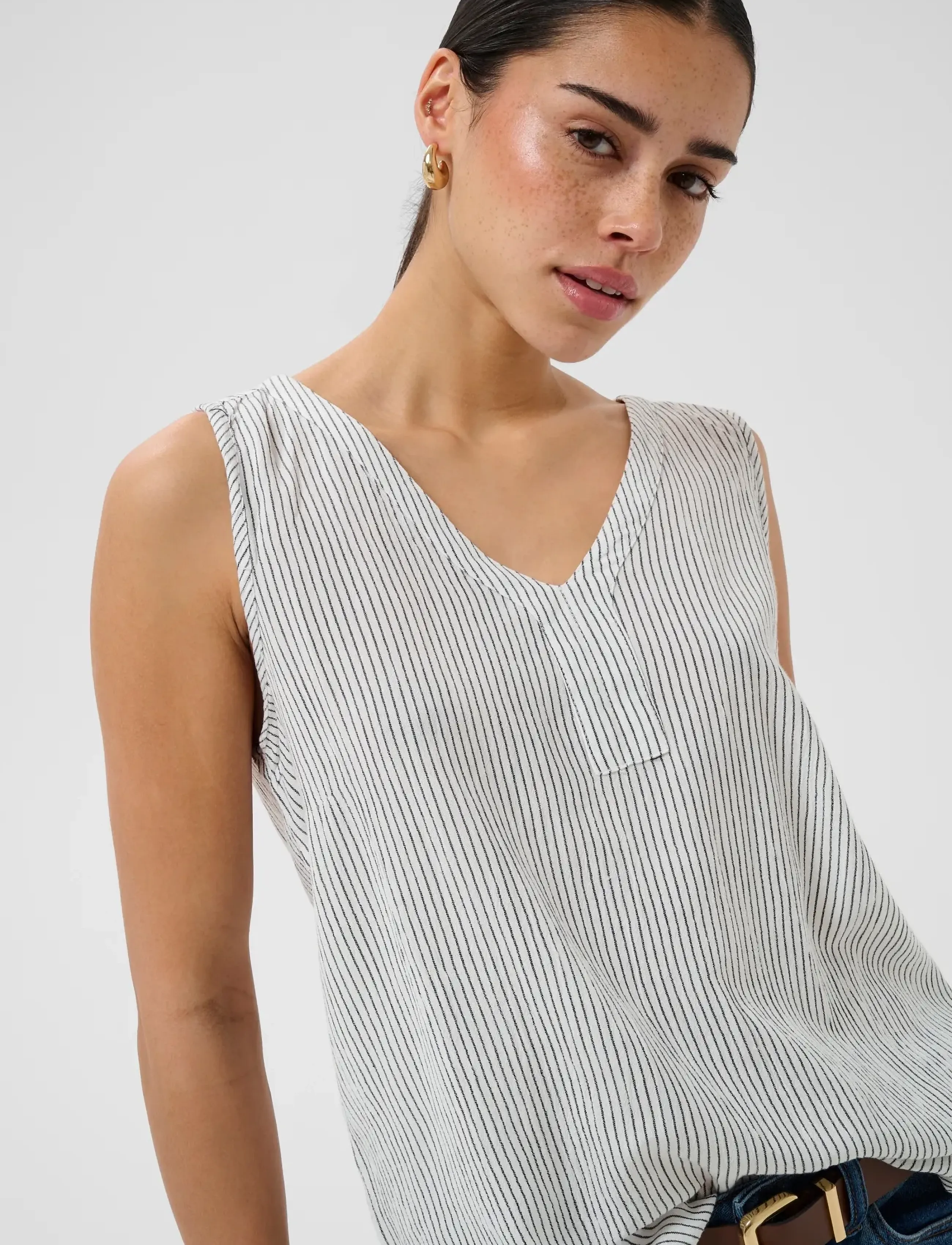 Kaffe Amber Striped Top linnen dam – bild 6