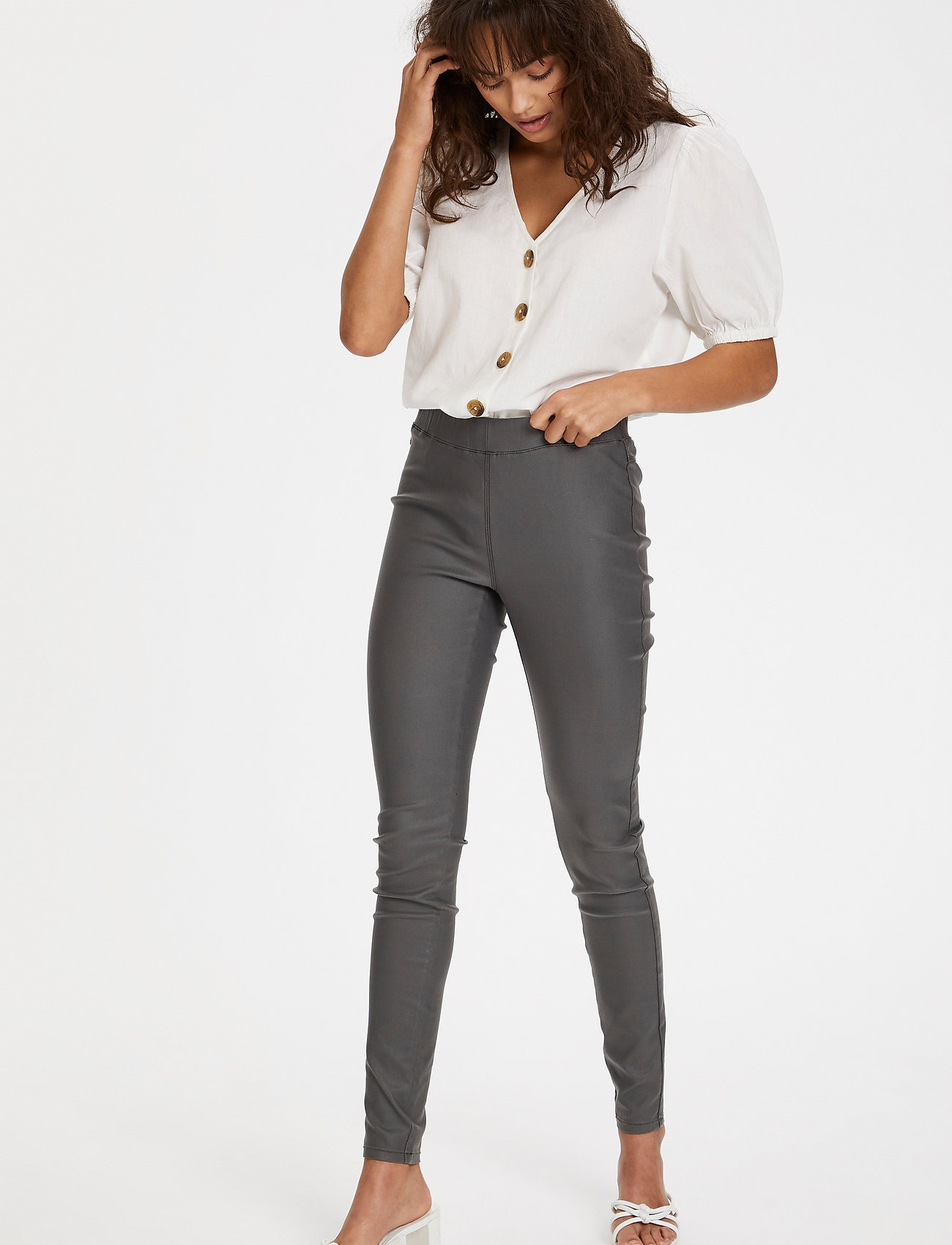 Kaffe - Ada coated Jeggings - leggings - dark dull grey - 3
