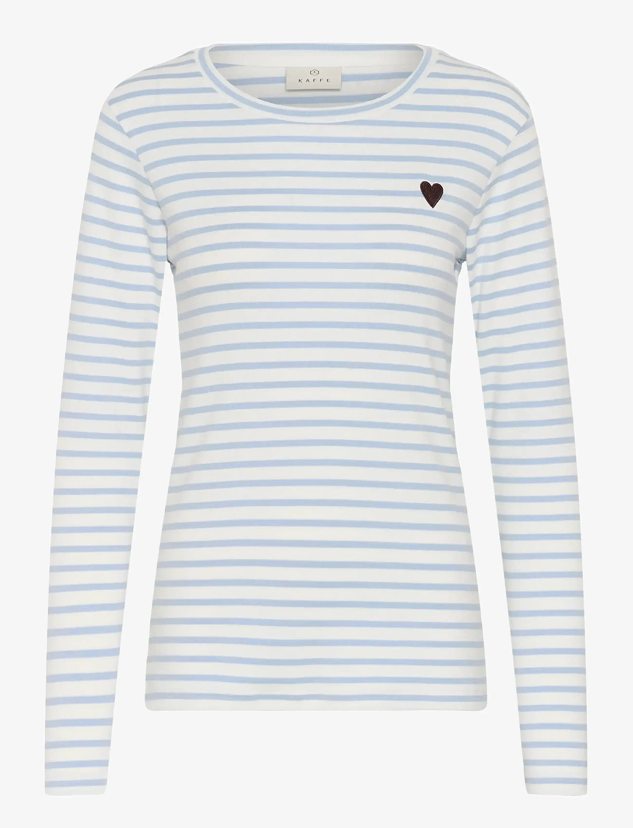 Kaffe - Liddy T-Shirt - pikkade varrukatega alussärgid - chalk/blue fog - brown heart - 1