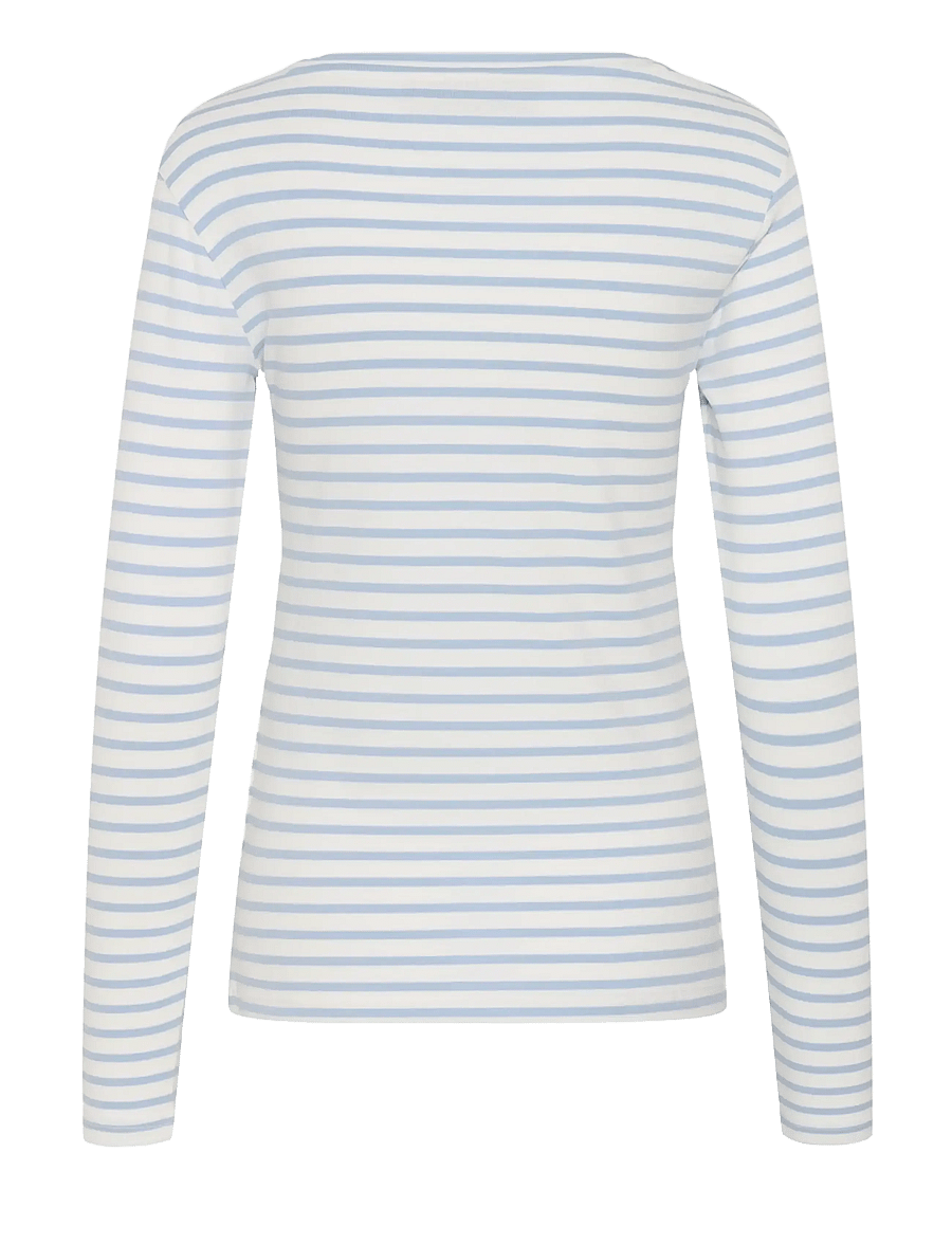 Kaffe - Liddy T-Shirt - långärmade toppar - chalk/blue fog - brown heart - 2