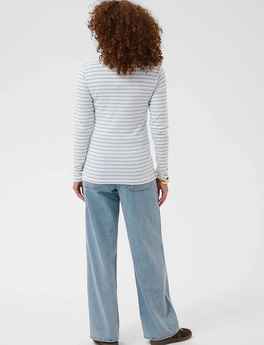Kaffe - Liddy T-Shirt - långärmade toppar - chalk/blue fog - brown heart - 4