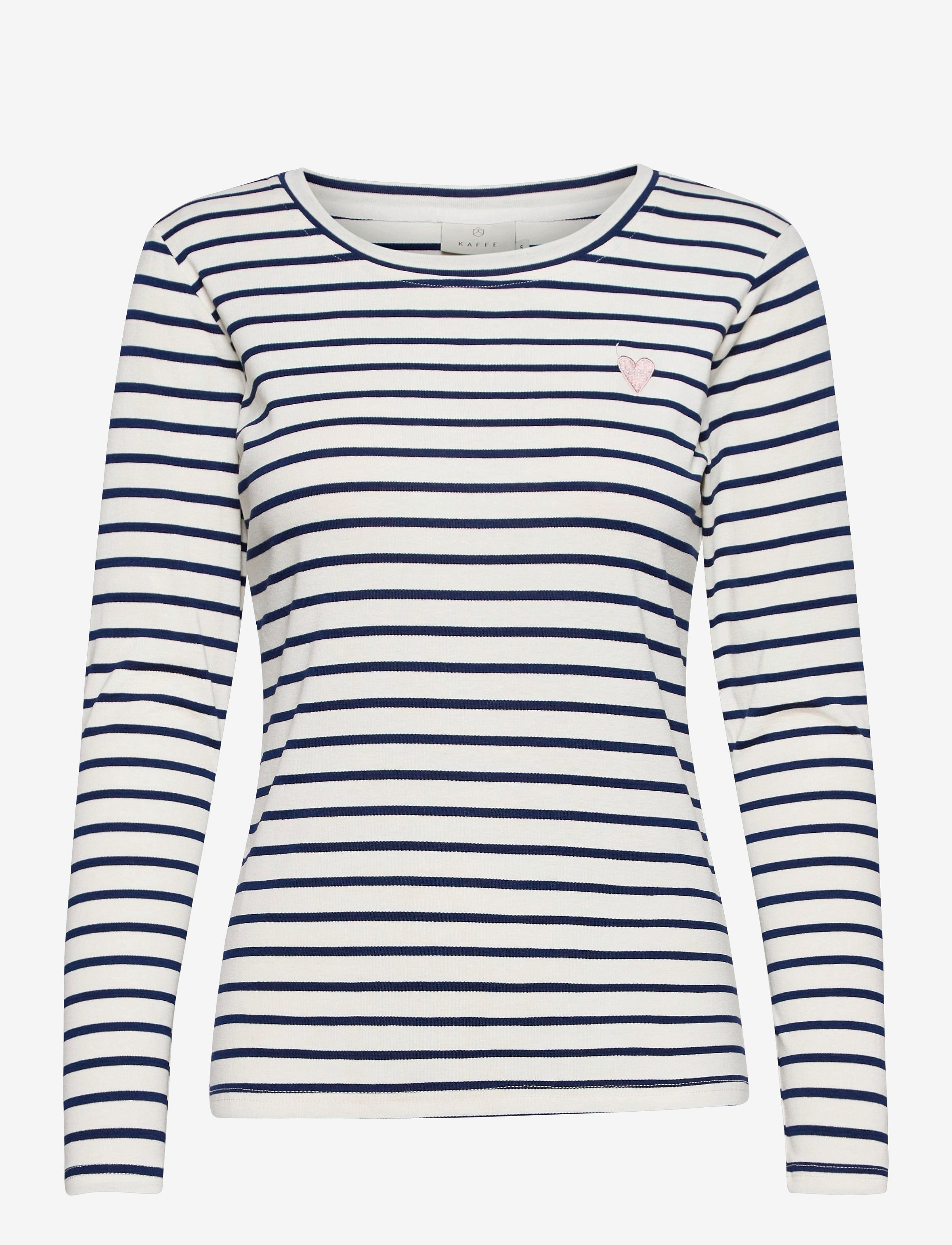 Kaffe Liddy T-Shirt - Riided - CHALK / 52737 MIDNIGHT MARINE / navy