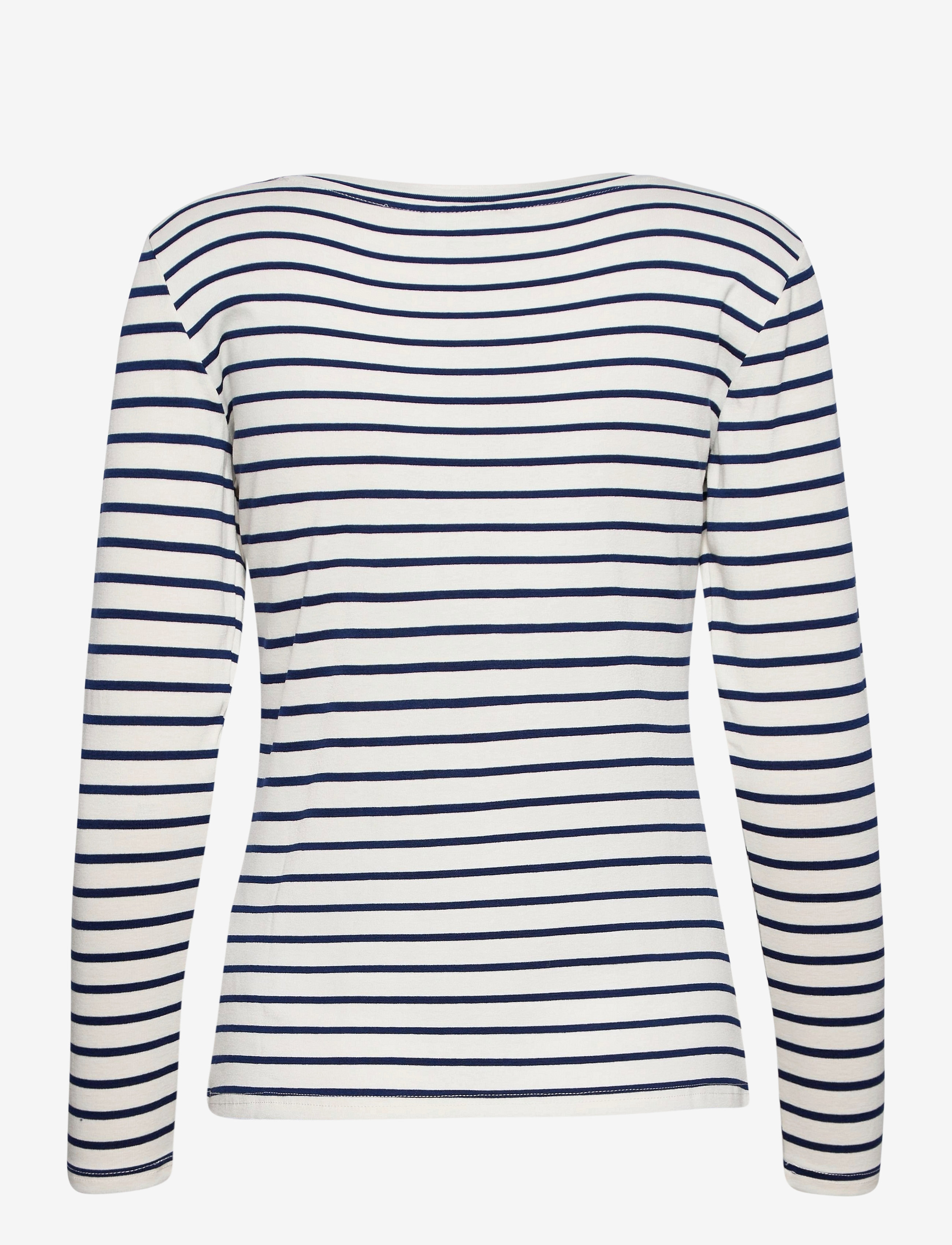 Kaffe - Liddy T-Shirt - langermede topper - chalk / 52737 midnight marine - 2