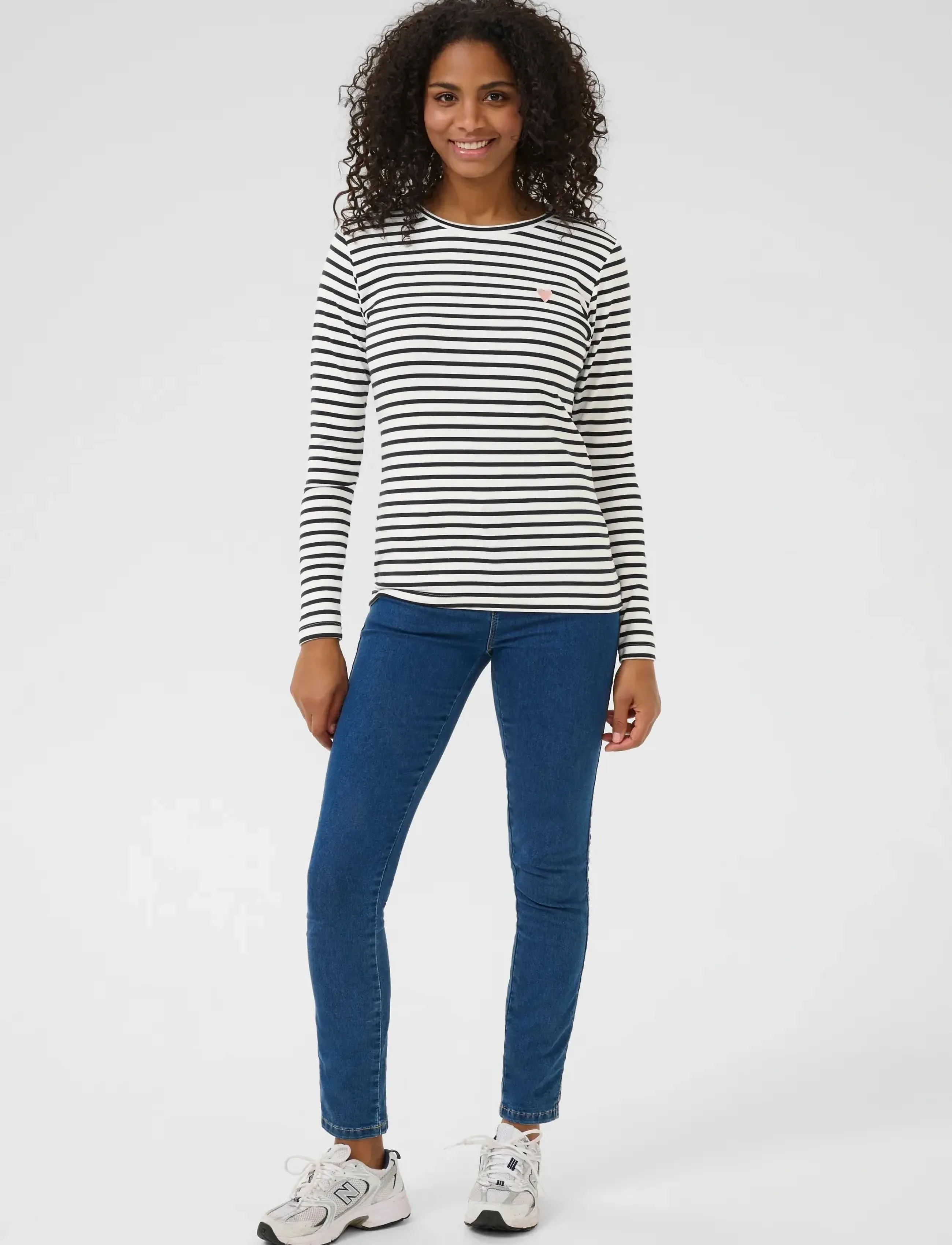 Kaffe - Liddy T-Shirt - langermede topper - chalk / 52737 midnight marine - 3