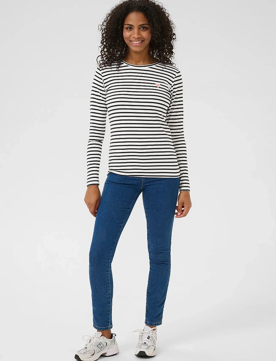 Kaffe - Liddy T-Shirt - pitkähihaiset paidat - chalk / 52737 midnight marine - 3