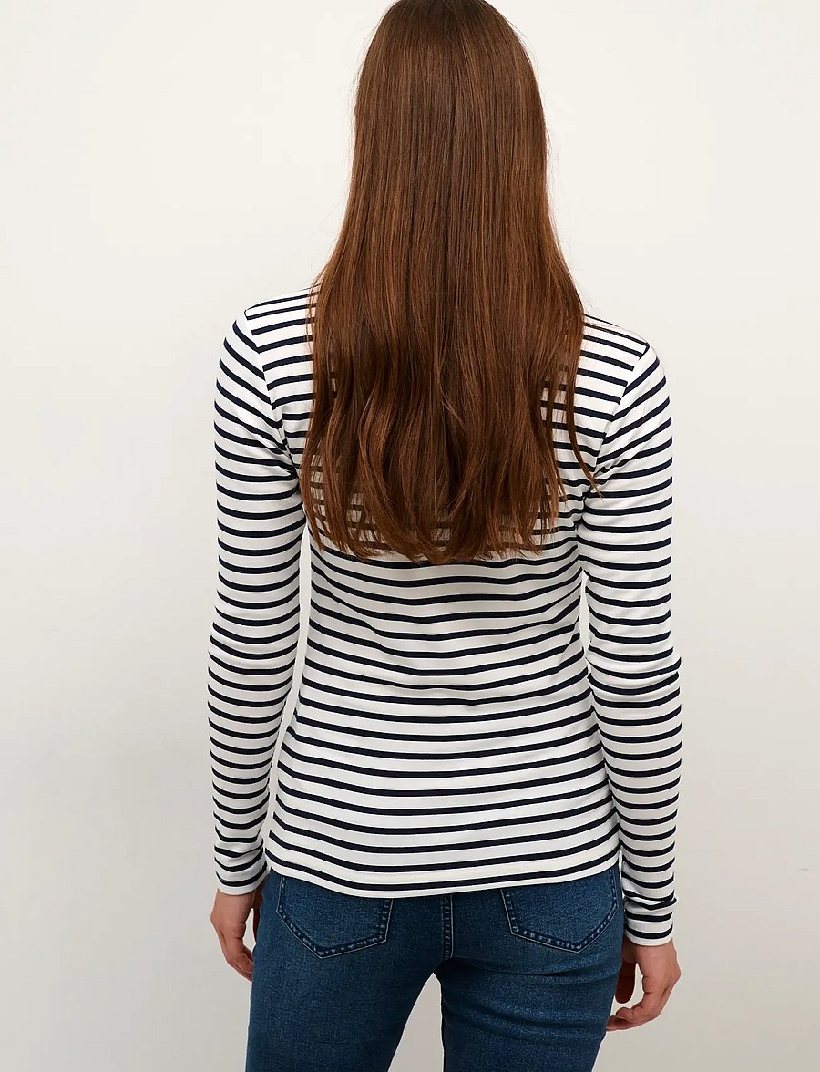 Kaffe - Liddy T-Shirt - pitkähihaiset paidat - chalk / 52737 midnight marine - 5