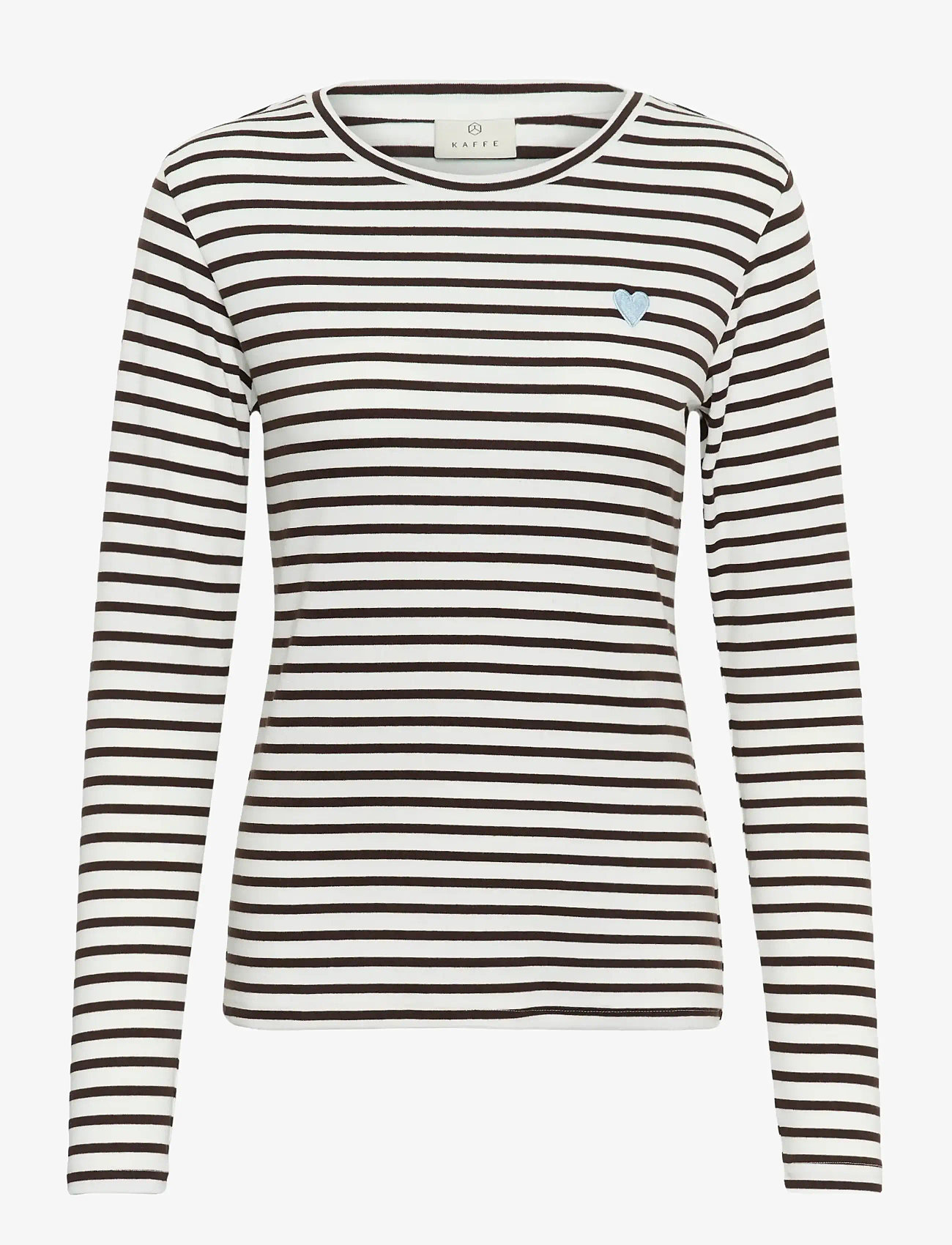 Kaffe - Liddy T-Shirt - langærmede toppe - chalk / brown - blue heart - 1