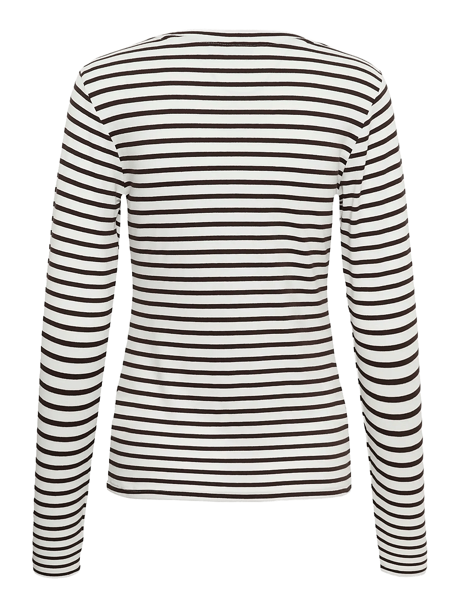 Kaffe - Liddy T-Shirt - långärmade toppar - chalk / brown - blue heart - 2