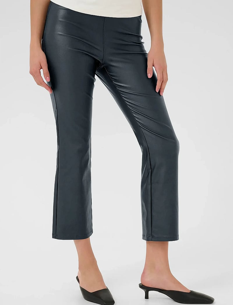 Kaffe - KAada Crop Jeggins - spodnie skórzane - black oyster - 0