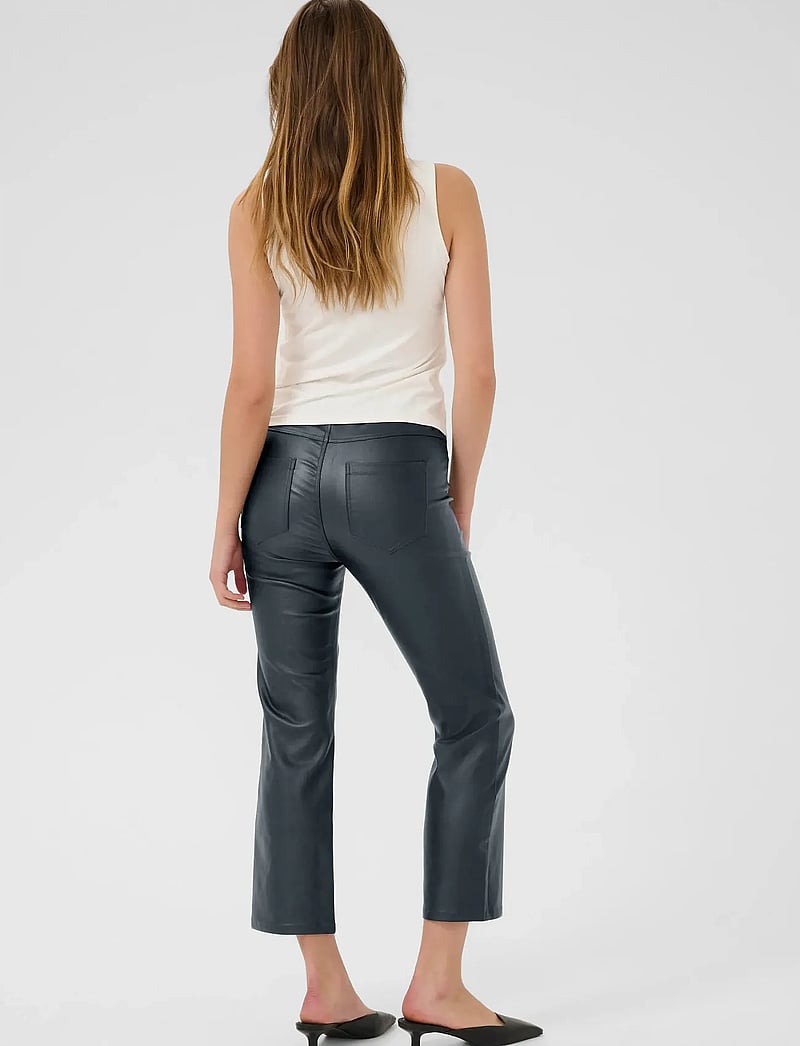 Kaffe - KAada Crop Jeggins - spodnie skórzane - black oyster - 4