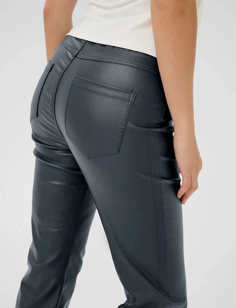 Kaffe - KAada Crop Jeggins - pantalons en cuir - black oyster - 5
