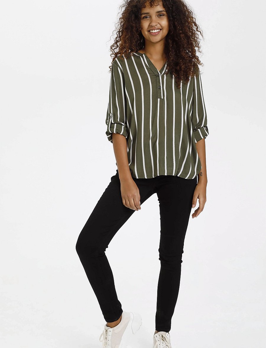 Kaffe - KAstridy Blouse - pikkade varrukatega pluusid - grape leaf/chalk - 4